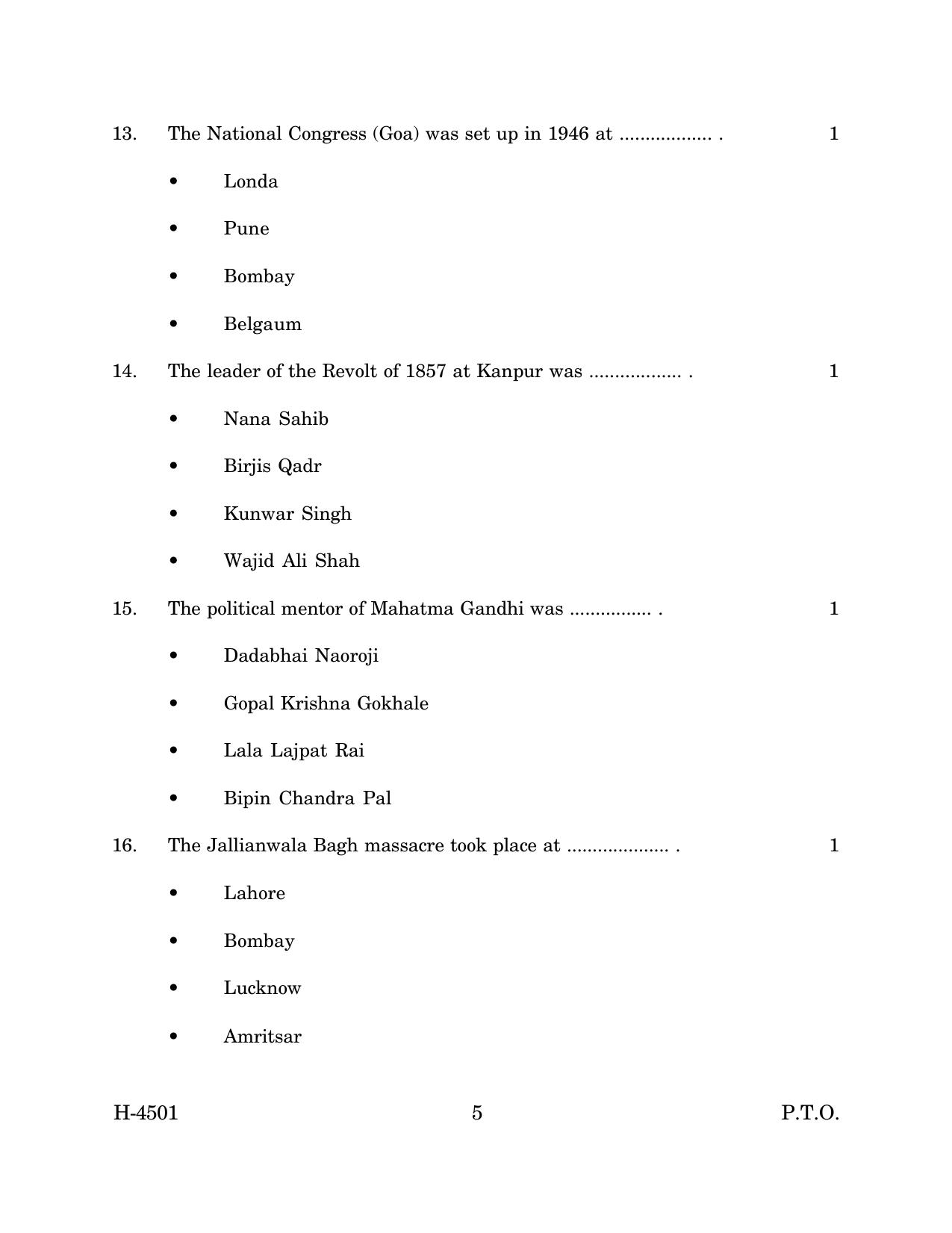 Goa Board Class 12 History (March 2024) Question Paper - Page 5