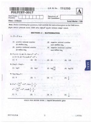 AP POLYCET 2017 Question Papers
