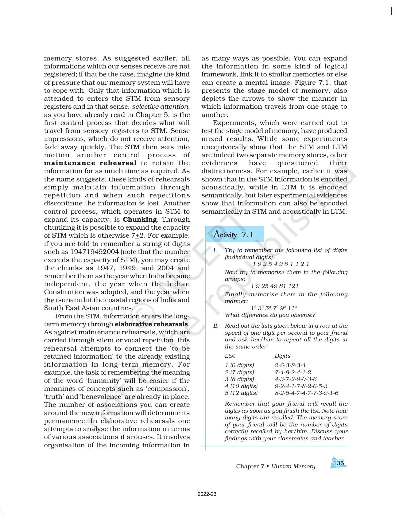 NCERT Book for Class 11 Psychology Chapter 7 Human Memory - Page 5