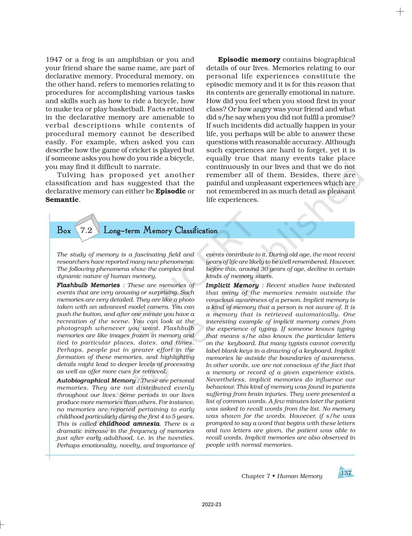 NCERT Book for Class 11 Psychology Chapter 7 Human Memory - Page 7