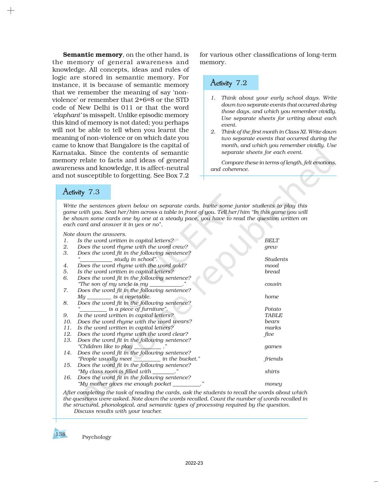 NCERT Book for Class 11 Psychology Chapter 7 Human Memory - Page 8