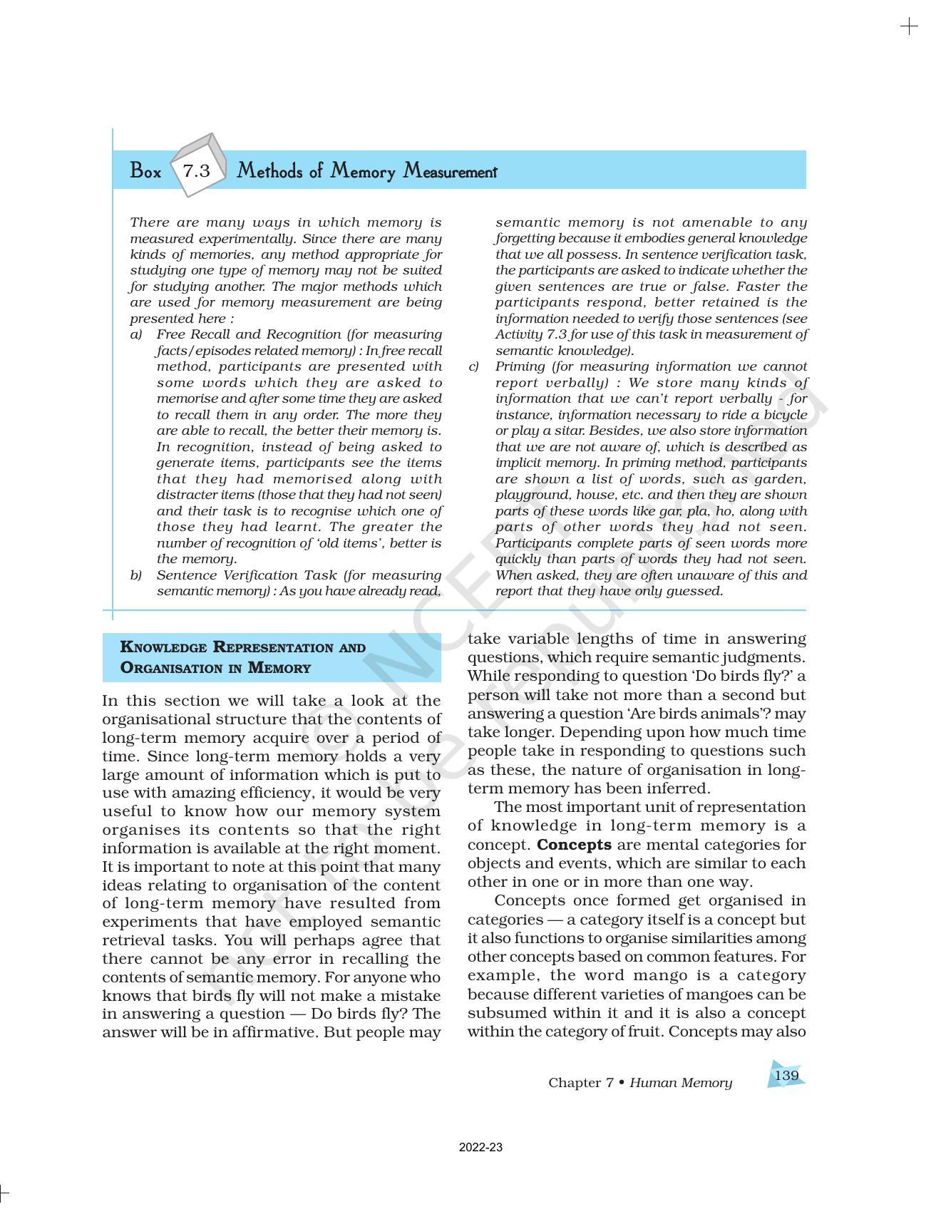 NCERT Book for Class 11 Psychology Chapter 7 Human Memory - Page 9