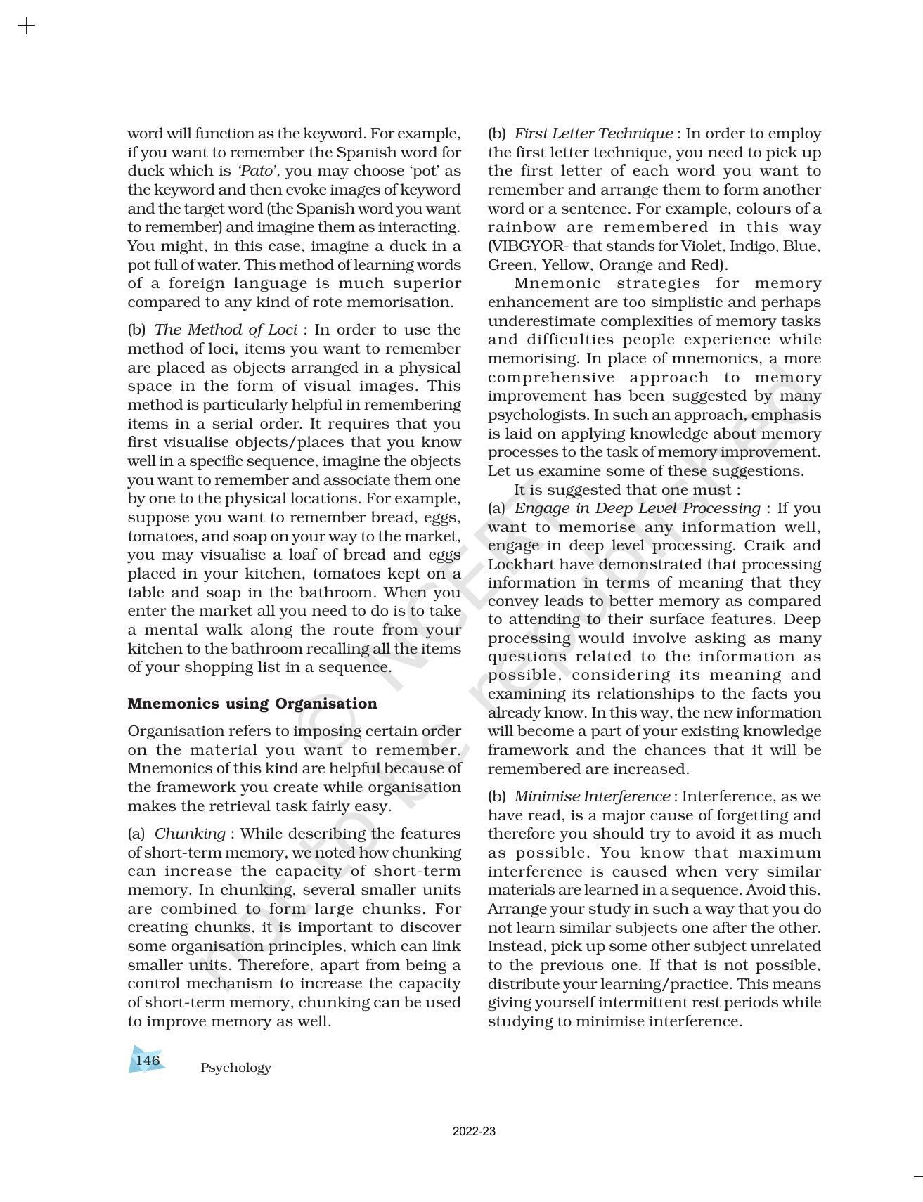 NCERT Book for Class 11 Psychology Chapter 7 Human Memory - Page 16