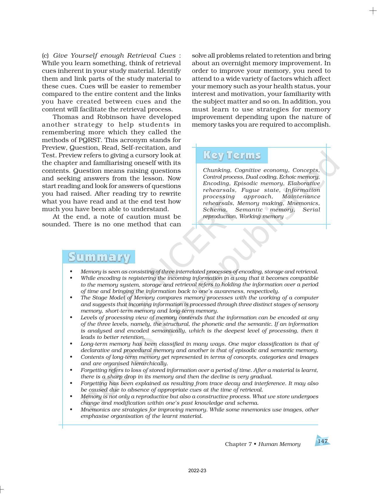NCERT Book for Class 11 Psychology Chapter 7 Human Memory - Page 17