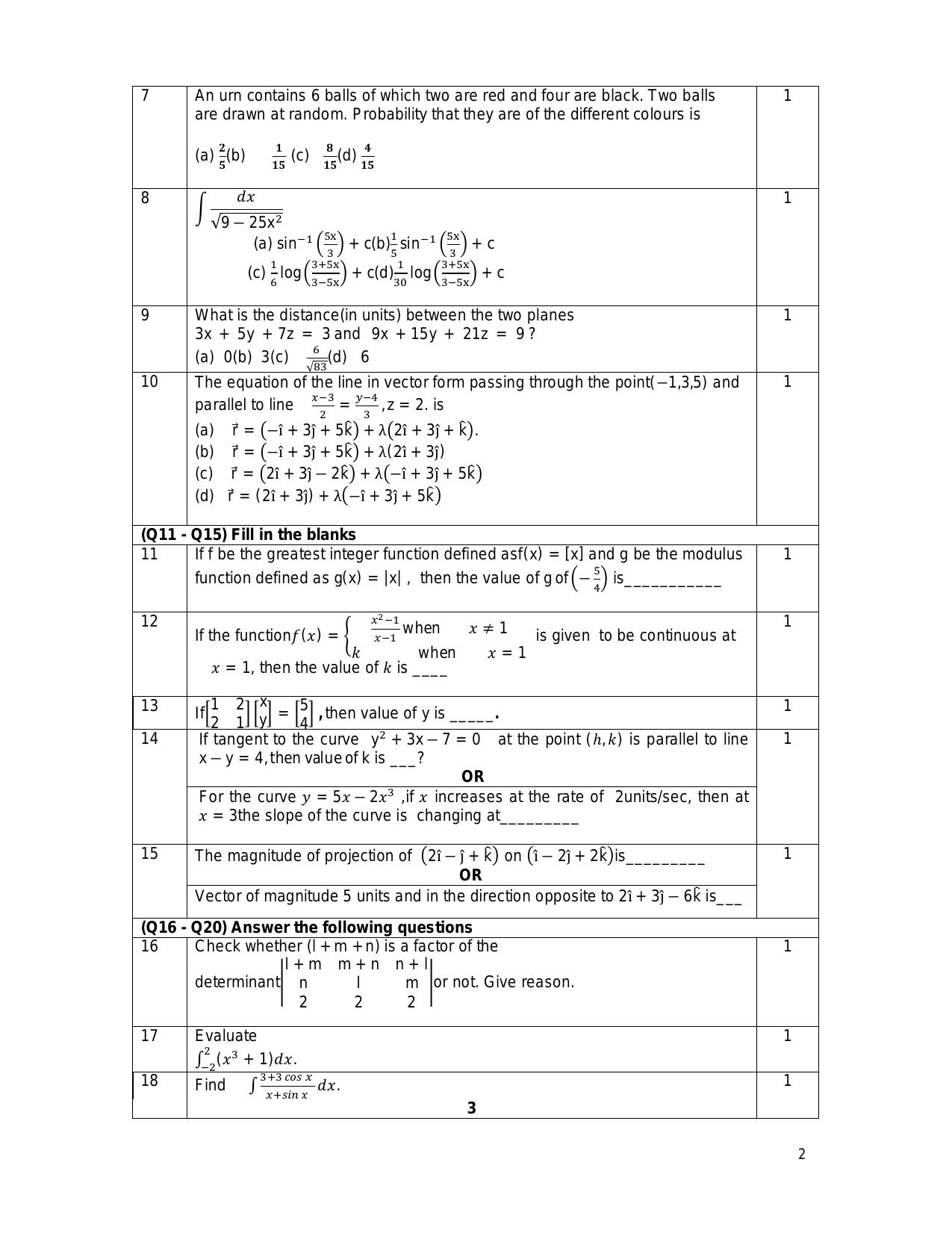 CBSE Class 12 Mathematics -Sample Paper 2019-20 - Page 2