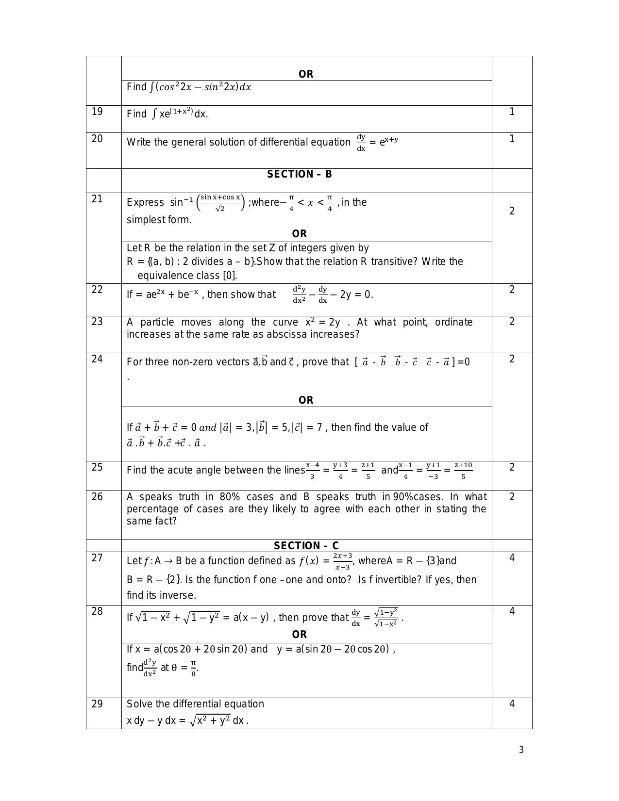 CBSE Class 12 Mathematics -Sample Paper 2019-20 - Page 3