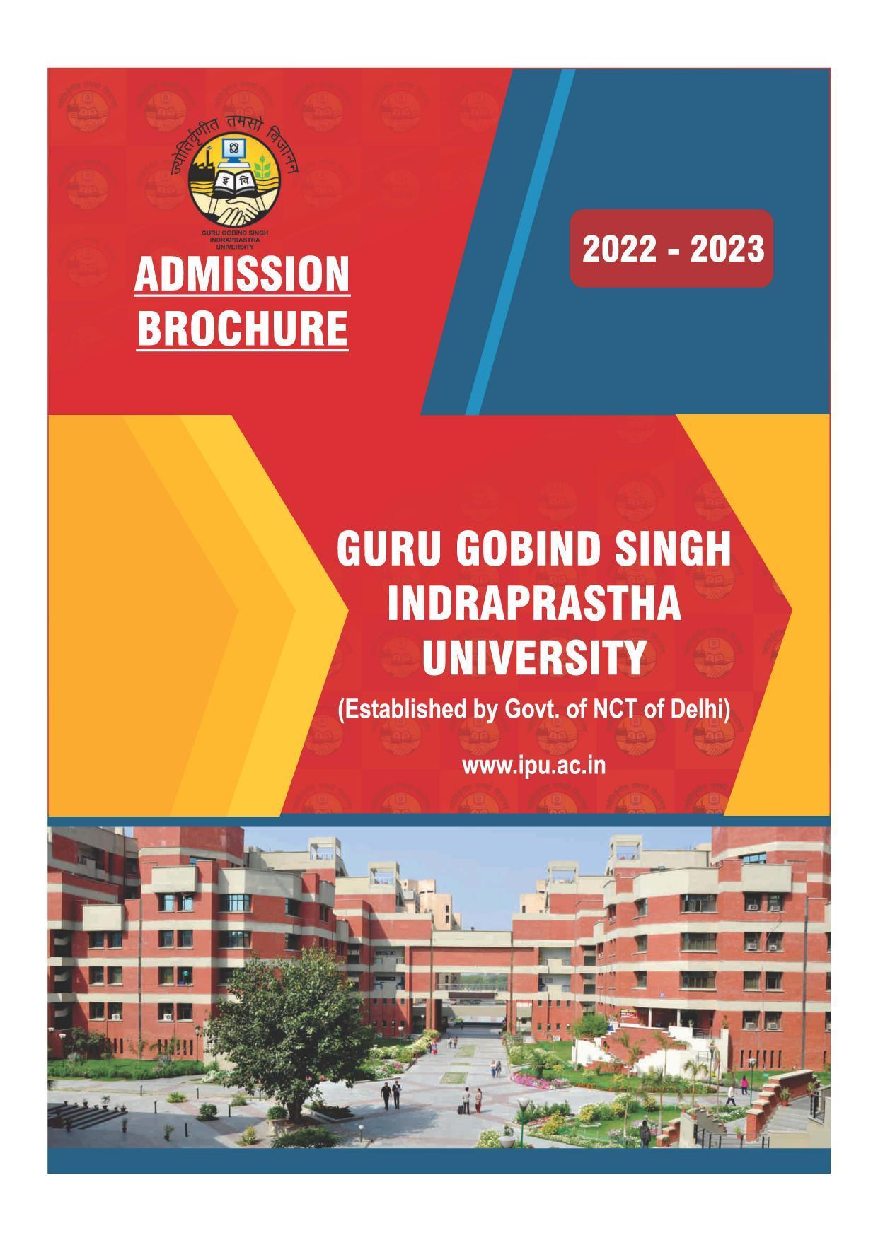 Guru Gobind Singh Indraprastha University (GGSIPU), Delhi Admission Brochure 2022-23 - Page 1