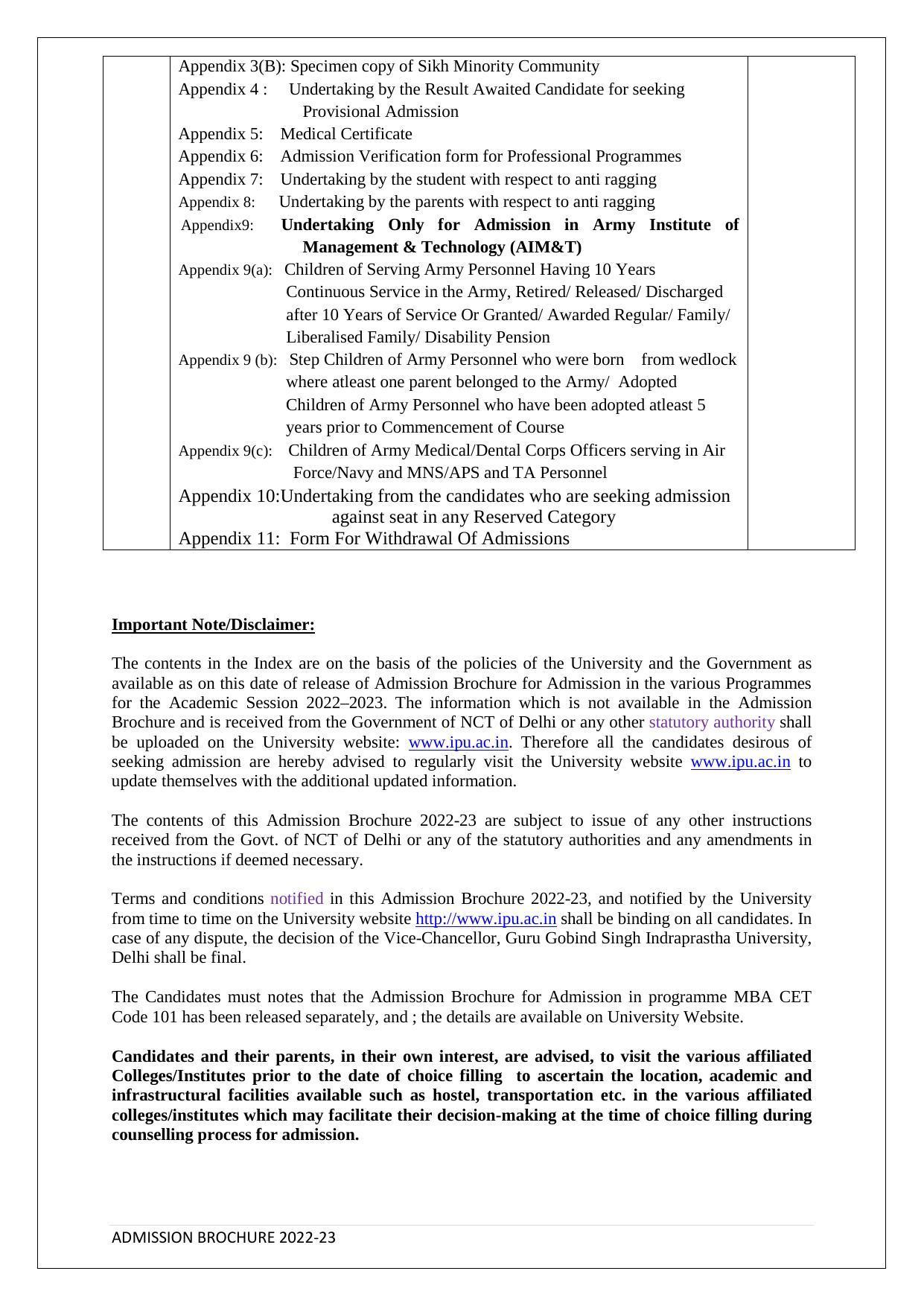 Guru Gobind Singh Indraprastha University (GGSIPU), Delhi Admission Brochure 2022-23 - Page 4