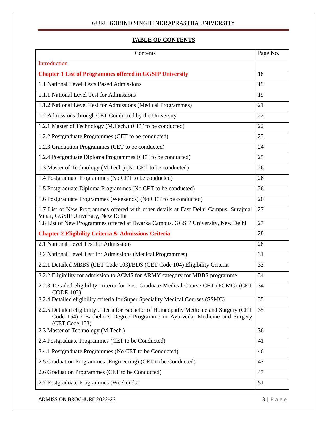 Guru Gobind Singh Indraprastha University (GGSIPU), Delhi Admission Brochure 2022-23 - Page 9