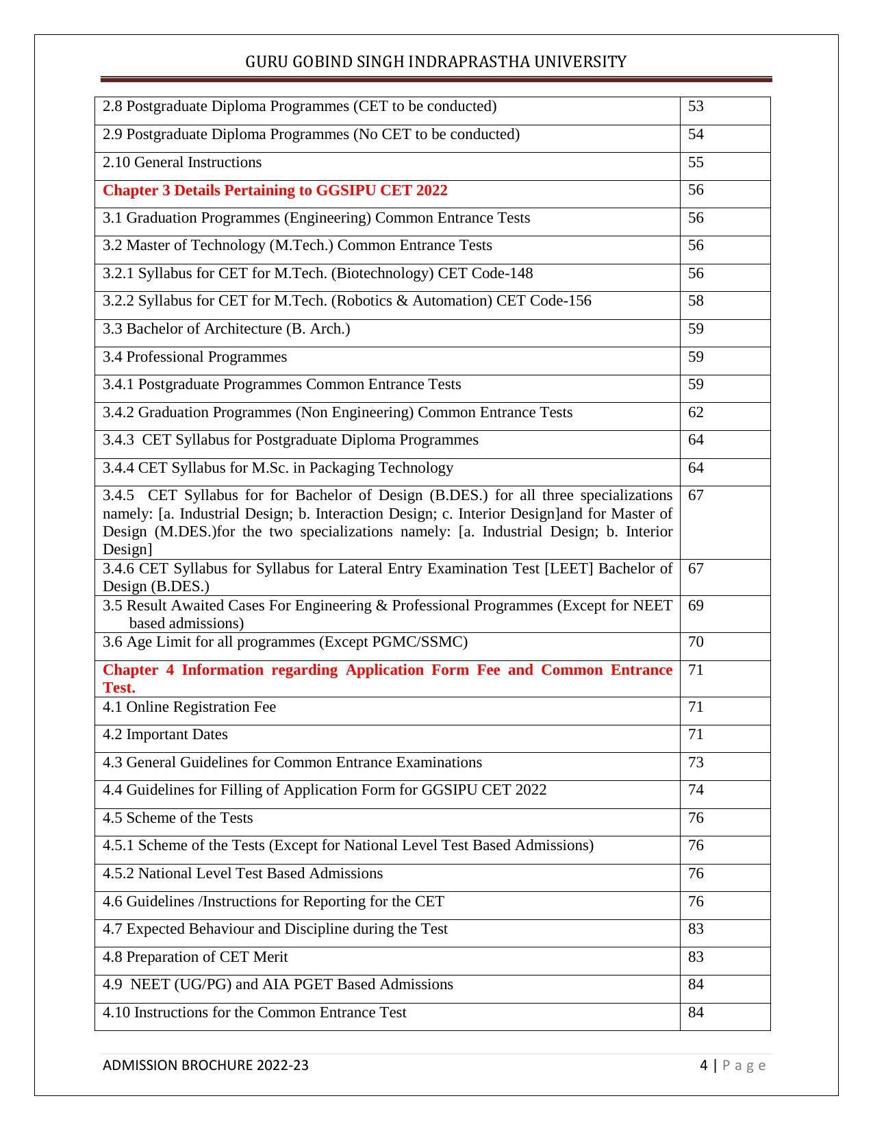 Guru Gobind Singh Indraprastha University (GGSIPU), Delhi Admission Brochure 2022-23 - Page 10
