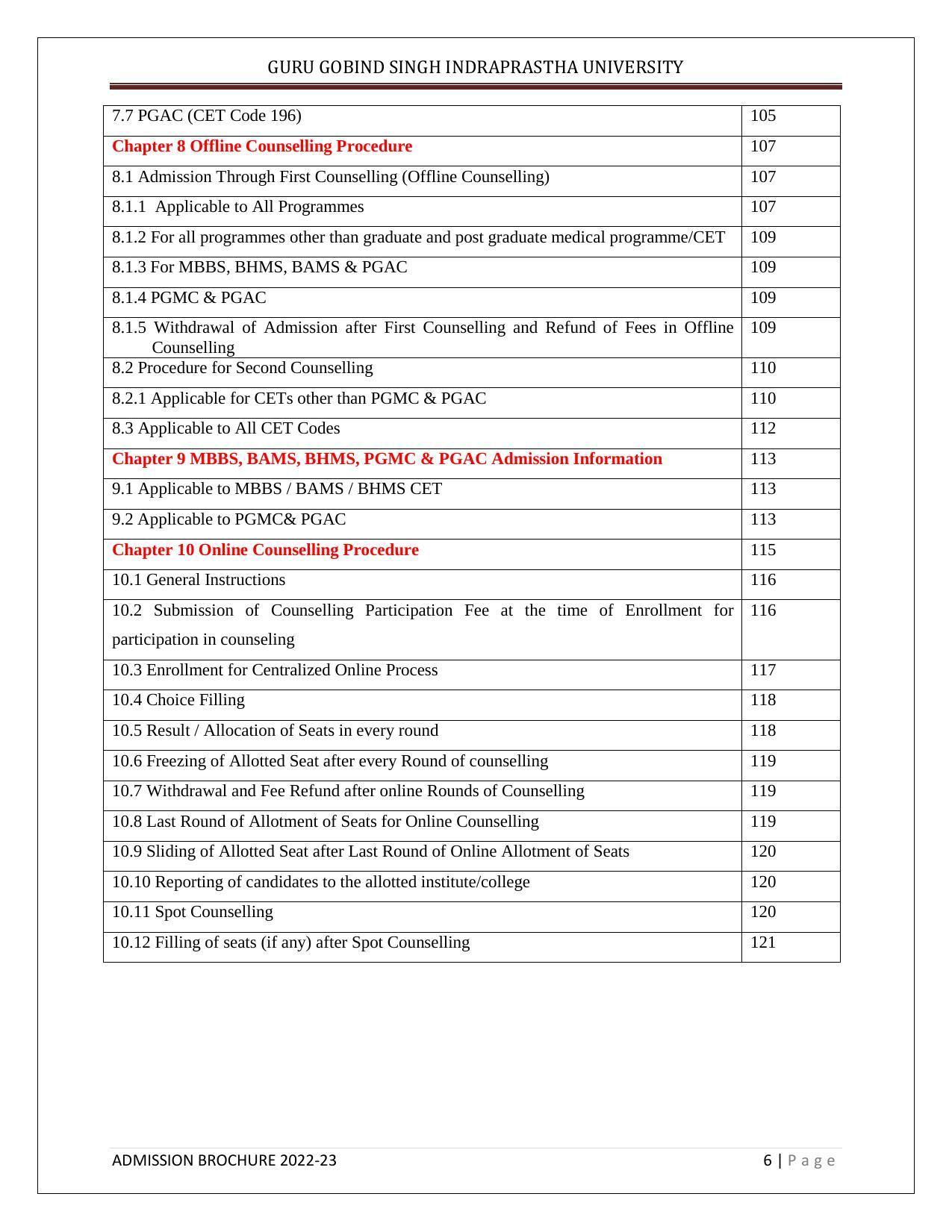 Guru Gobind Singh Indraprastha University (GGSIPU), Delhi Admission Brochure 2022-23 - Page 12