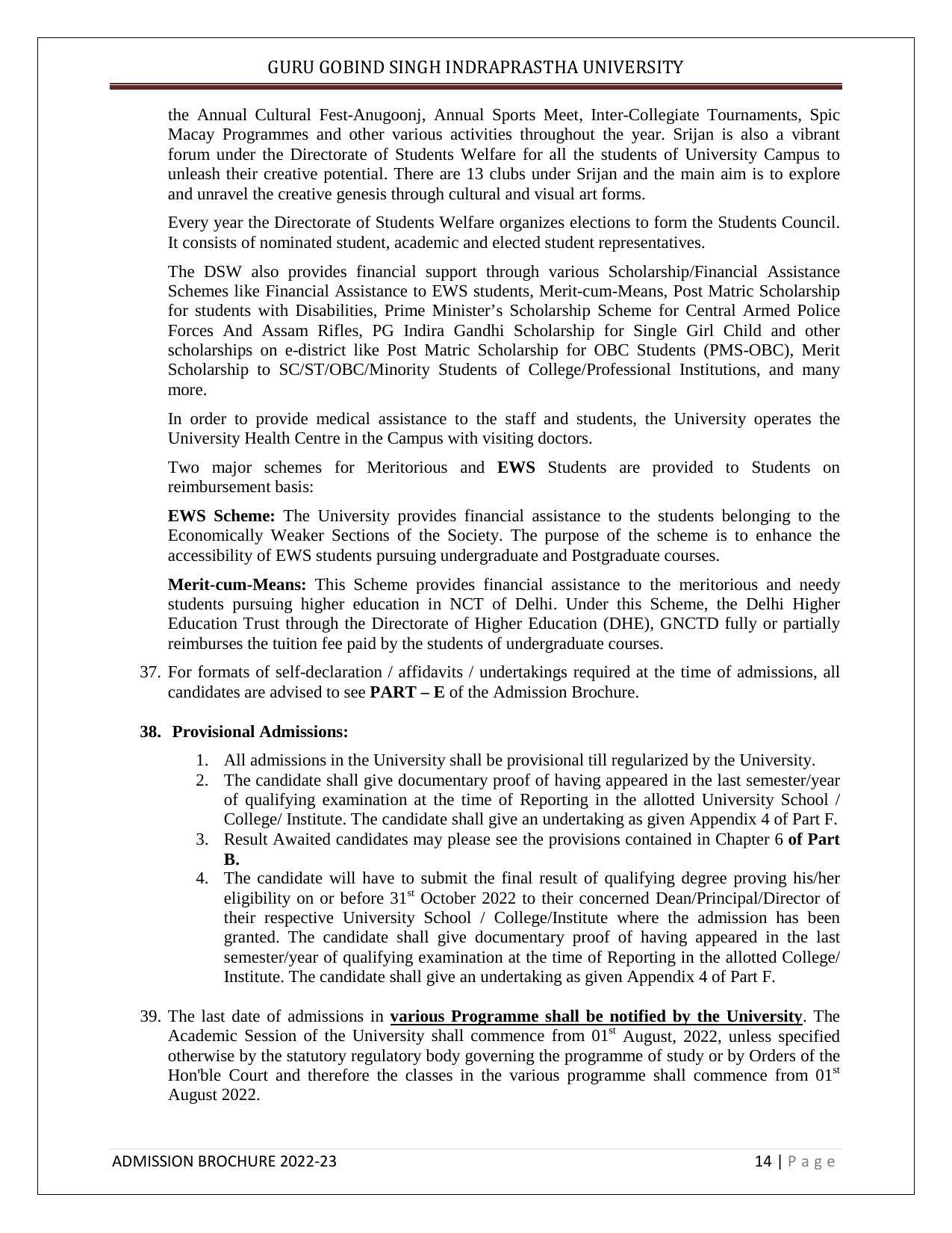 Guru Gobind Singh Indraprastha University (GGSIPU), Delhi Admission Brochure 2022-23 - Page 22