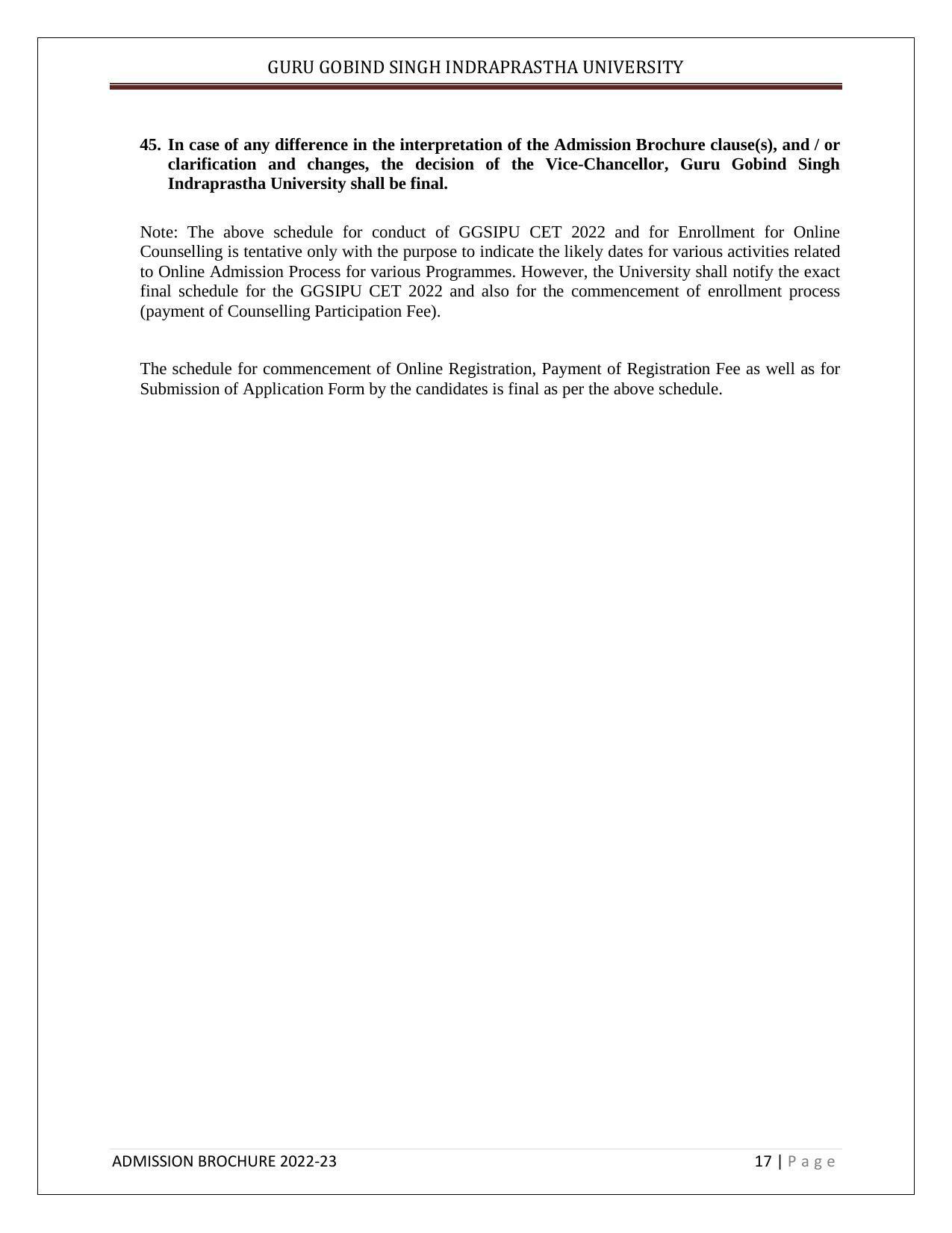 Guru Gobind Singh Indraprastha University (GGSIPU), Delhi Admission Brochure 2022-23 - Page 25