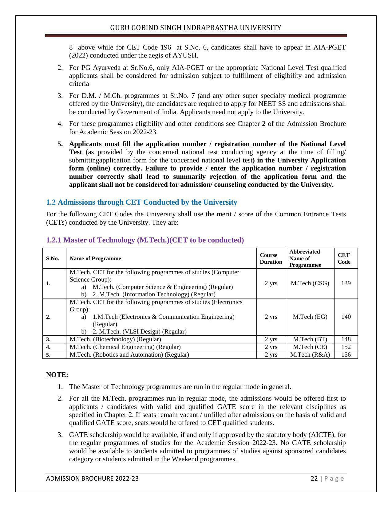 Guru Gobind Singh Indraprastha University (GGSIPU), Delhi Admission Brochure 2022-23 - Page 33