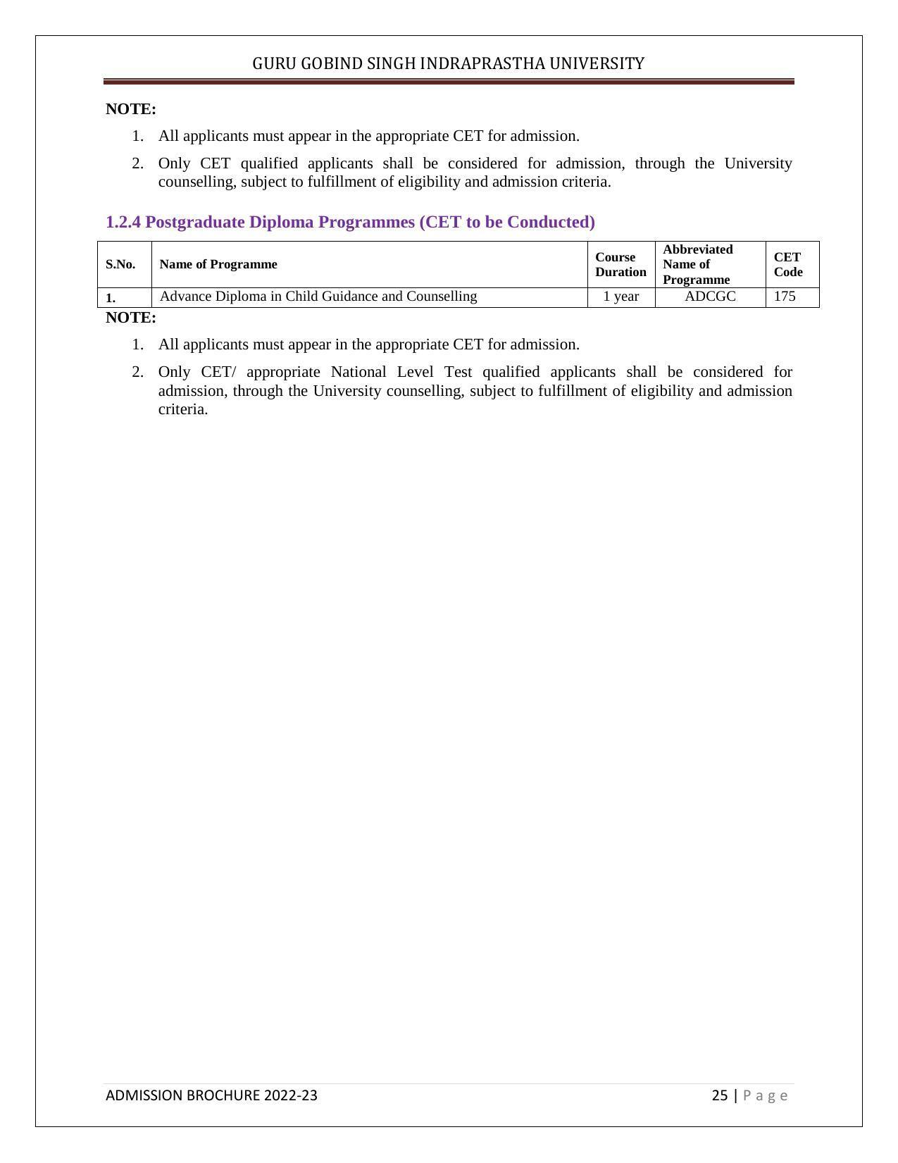 Guru Gobind Singh Indraprastha University (GGSIPU), Delhi Admission Brochure 2022-23 - Page 36