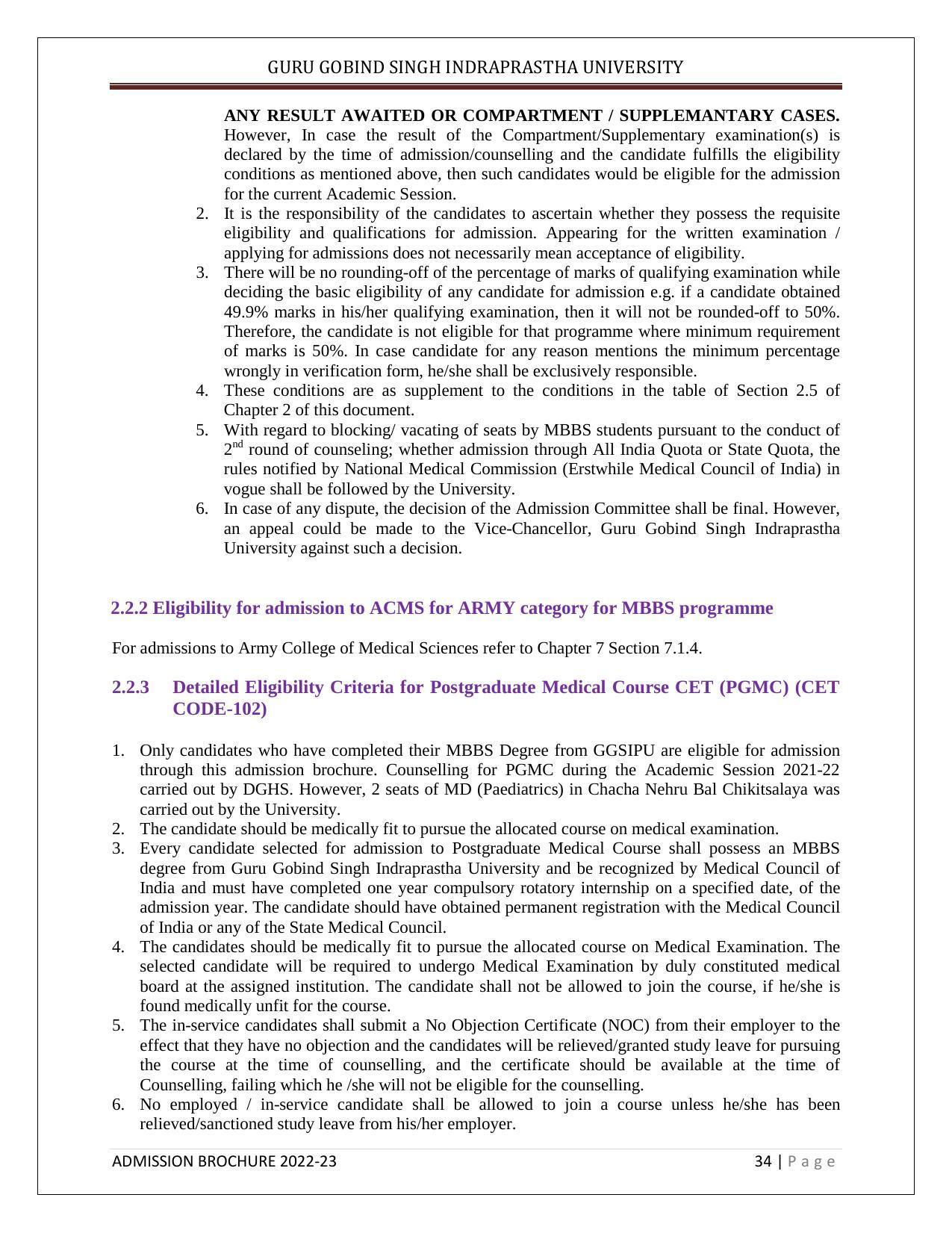 Guru Gobind Singh Indraprastha University (GGSIPU), Delhi Admission Brochure 2022-23 - Page 45