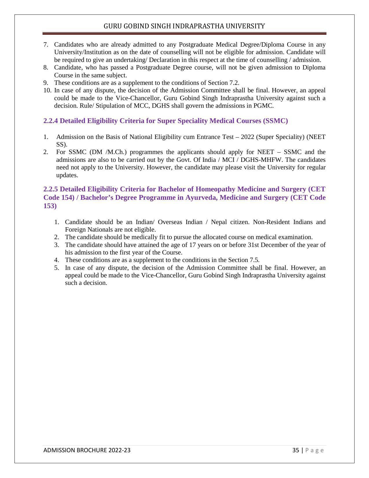 Guru Gobind Singh Indraprastha University (GGSIPU), Delhi Admission Brochure 2022-23 - Page 46