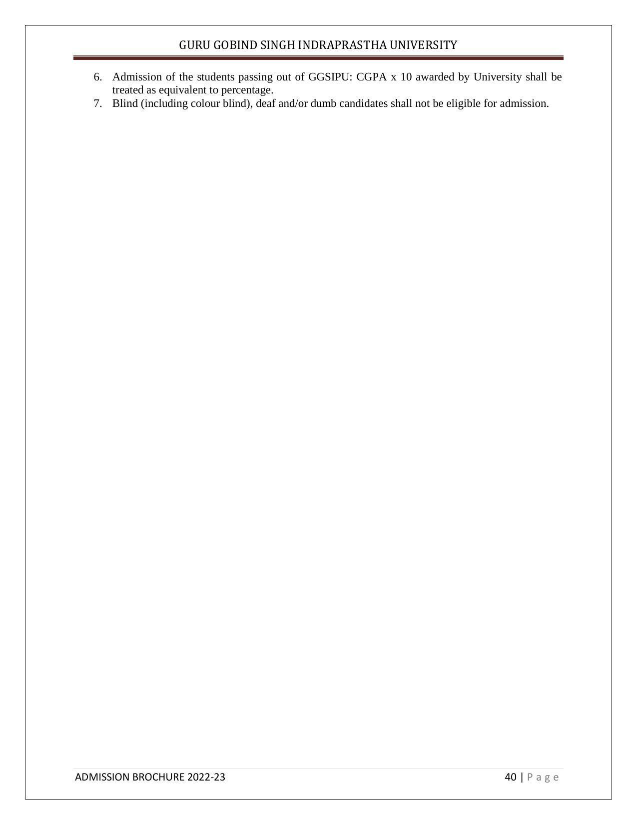 Guru Gobind Singh Indraprastha University (GGSIPU), Delhi Admission Brochure 2022-23 - Page 51