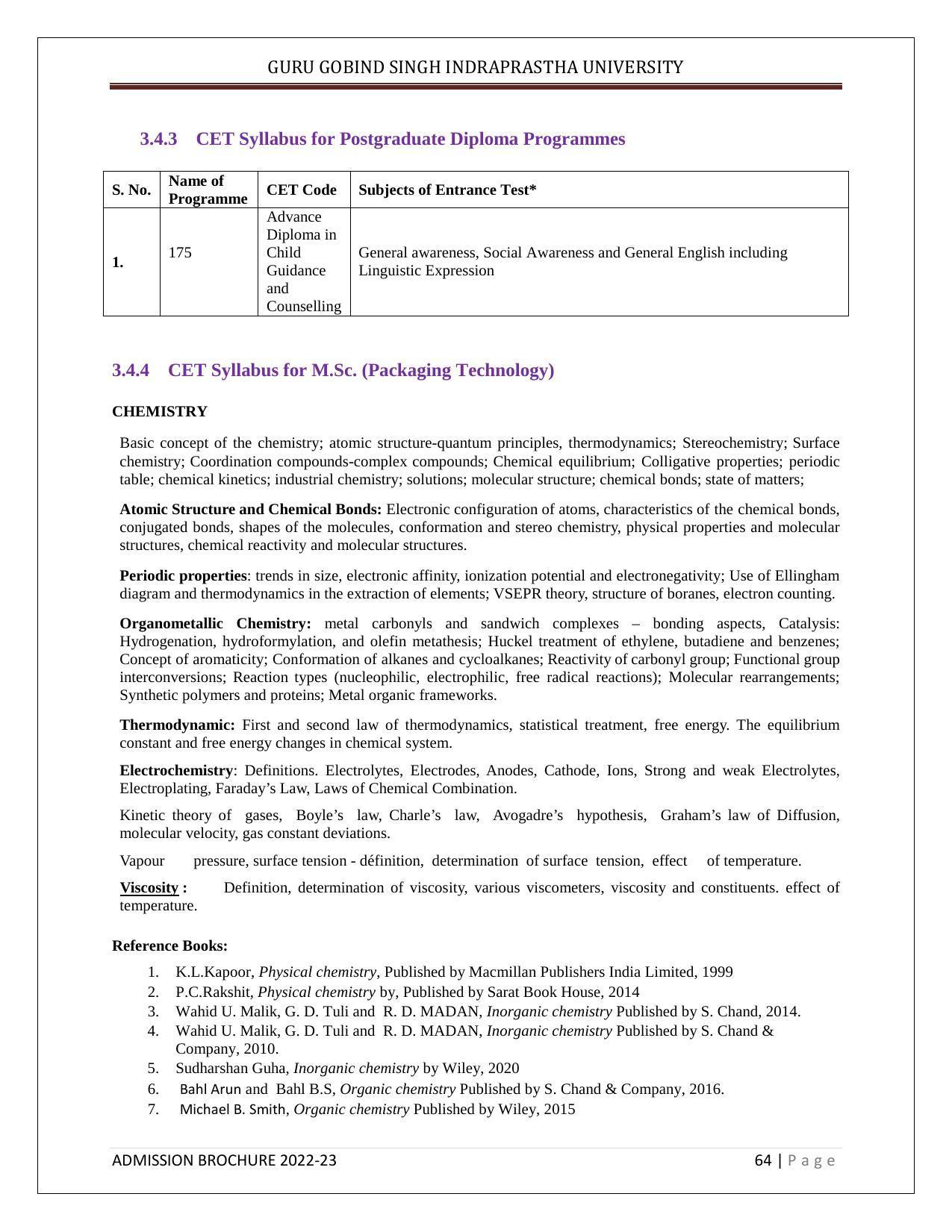 Guru Gobind Singh Indraprastha University (GGSIPU), Delhi Admission Brochure 2022-23 - Page 75