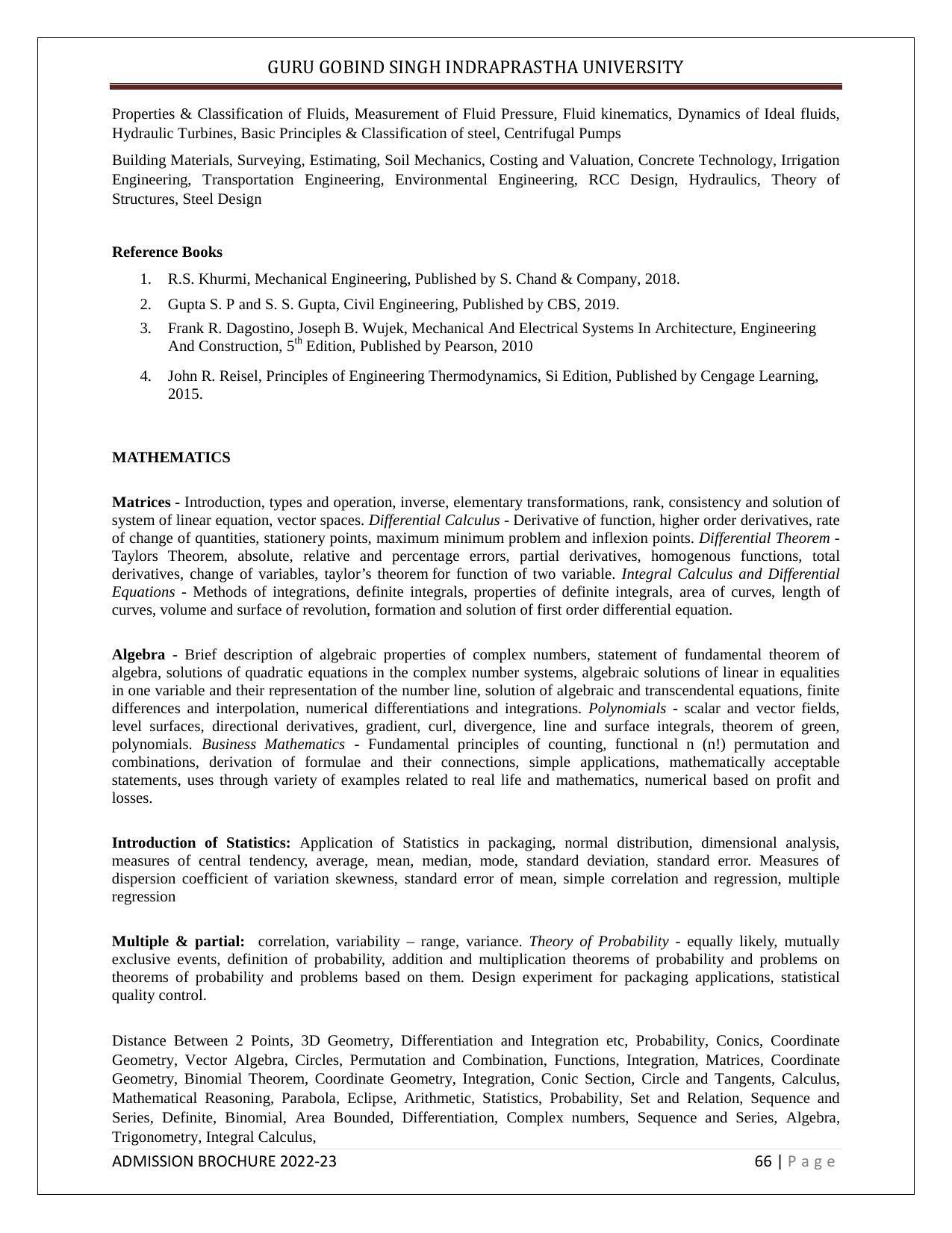 Guru Gobind Singh Indraprastha University (GGSIPU), Delhi Admission Brochure 2022-23 - Page 77