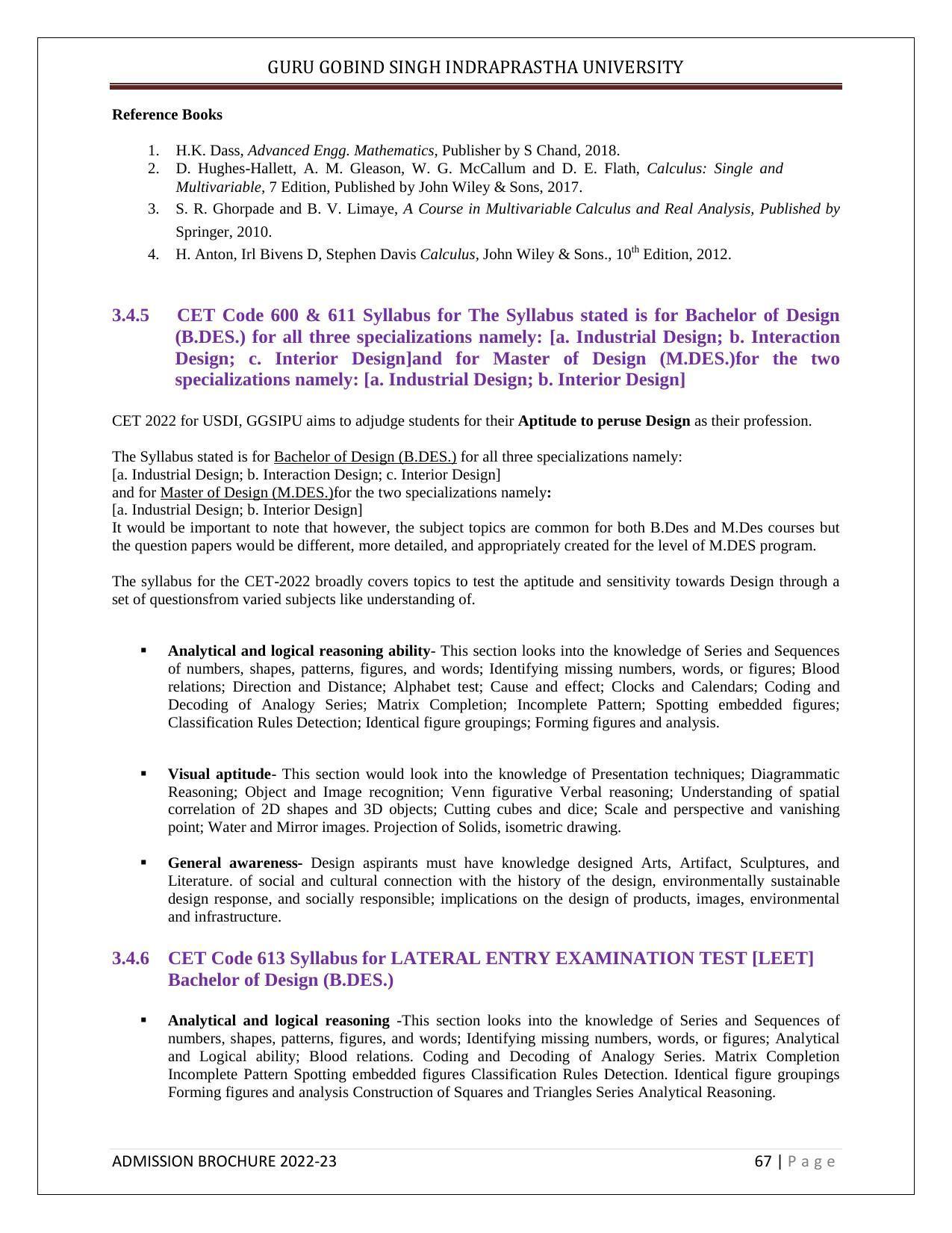 Guru Gobind Singh Indraprastha University (GGSIPU), Delhi Admission Brochure 2022-23 - Page 78