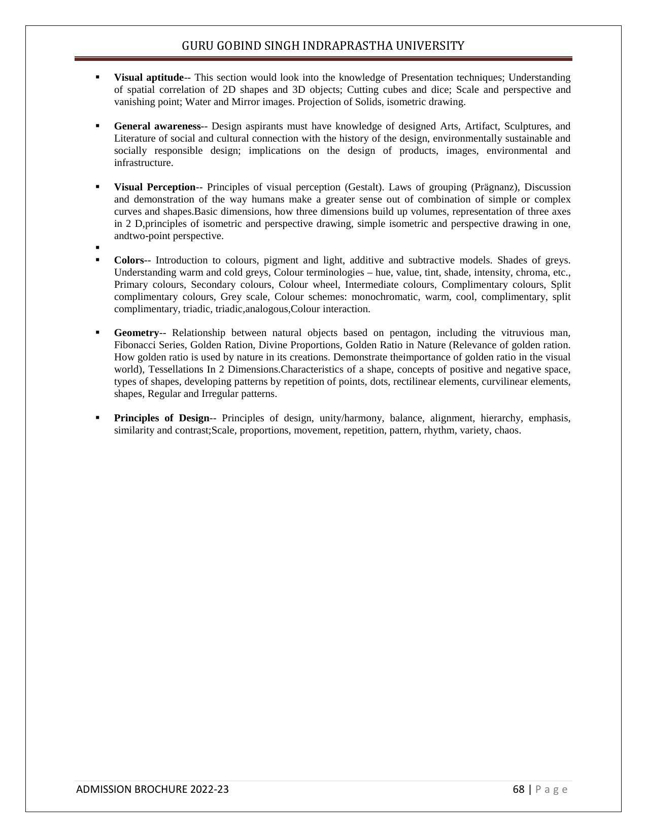 Guru Gobind Singh Indraprastha University (GGSIPU), Delhi Admission Brochure 2022-23 - Page 79