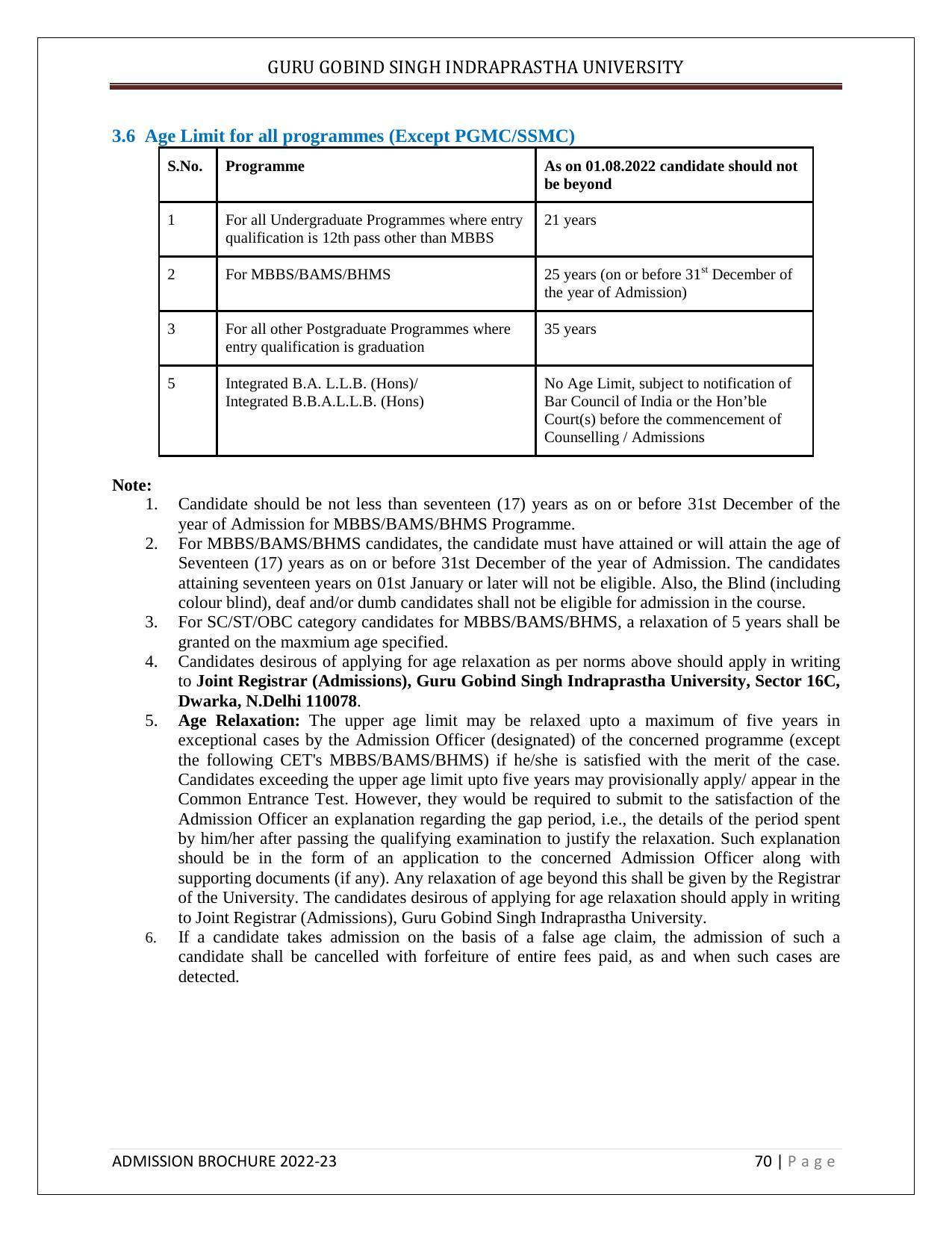 Guru Gobind Singh Indraprastha University (GGSIPU), Delhi Admission Brochure 2022-23 - Page 81