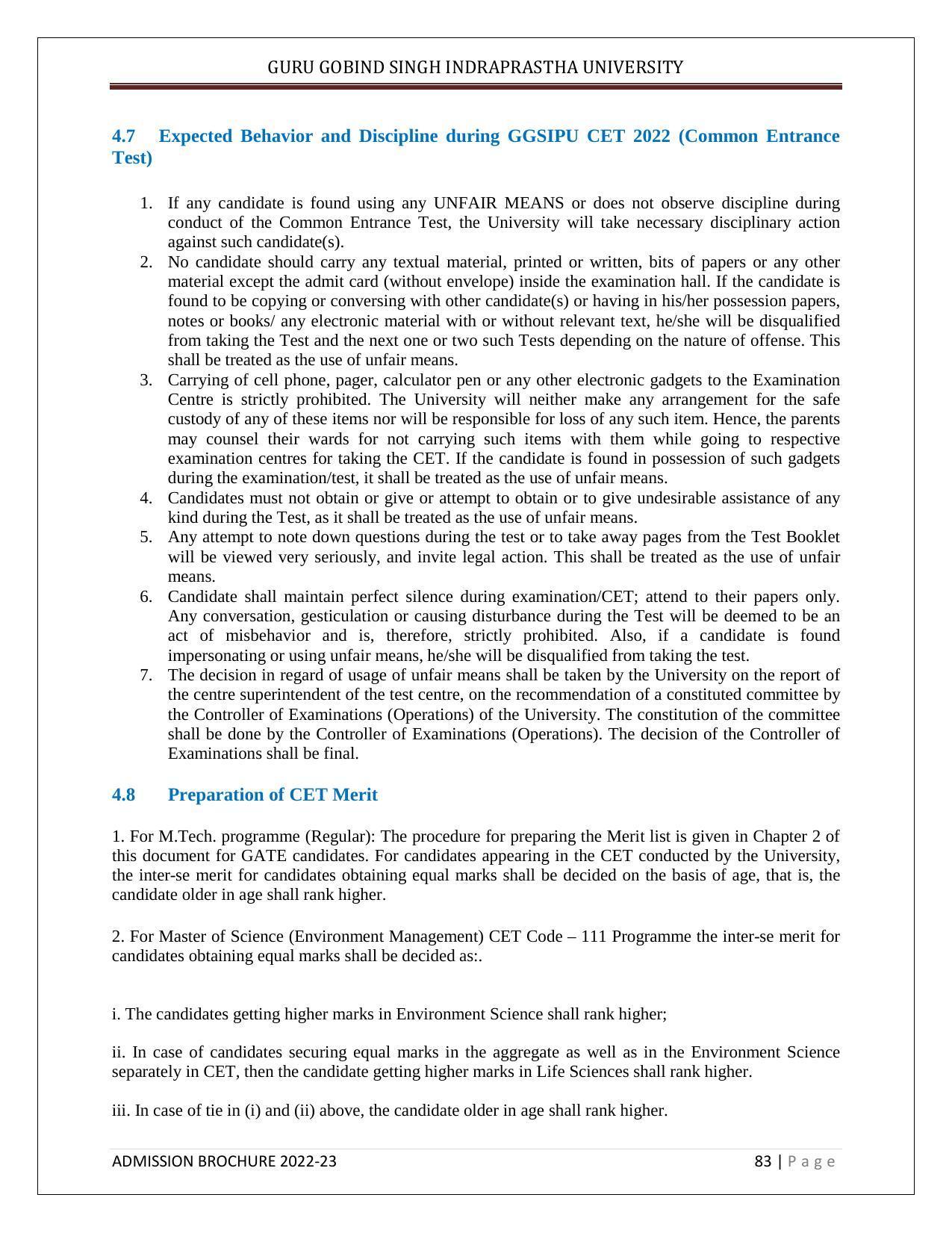 Guru Gobind Singh Indraprastha University (GGSIPU), Delhi Admission Brochure 2022-23 - Page 94