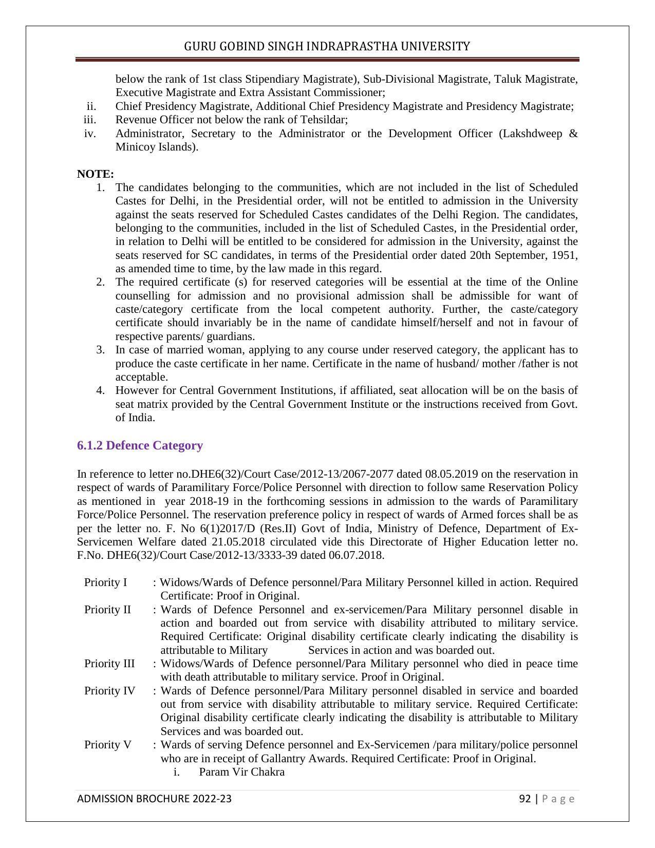 Guru Gobind Singh Indraprastha University (GGSIPU), Delhi Admission Brochure 2022-23 - Page 103