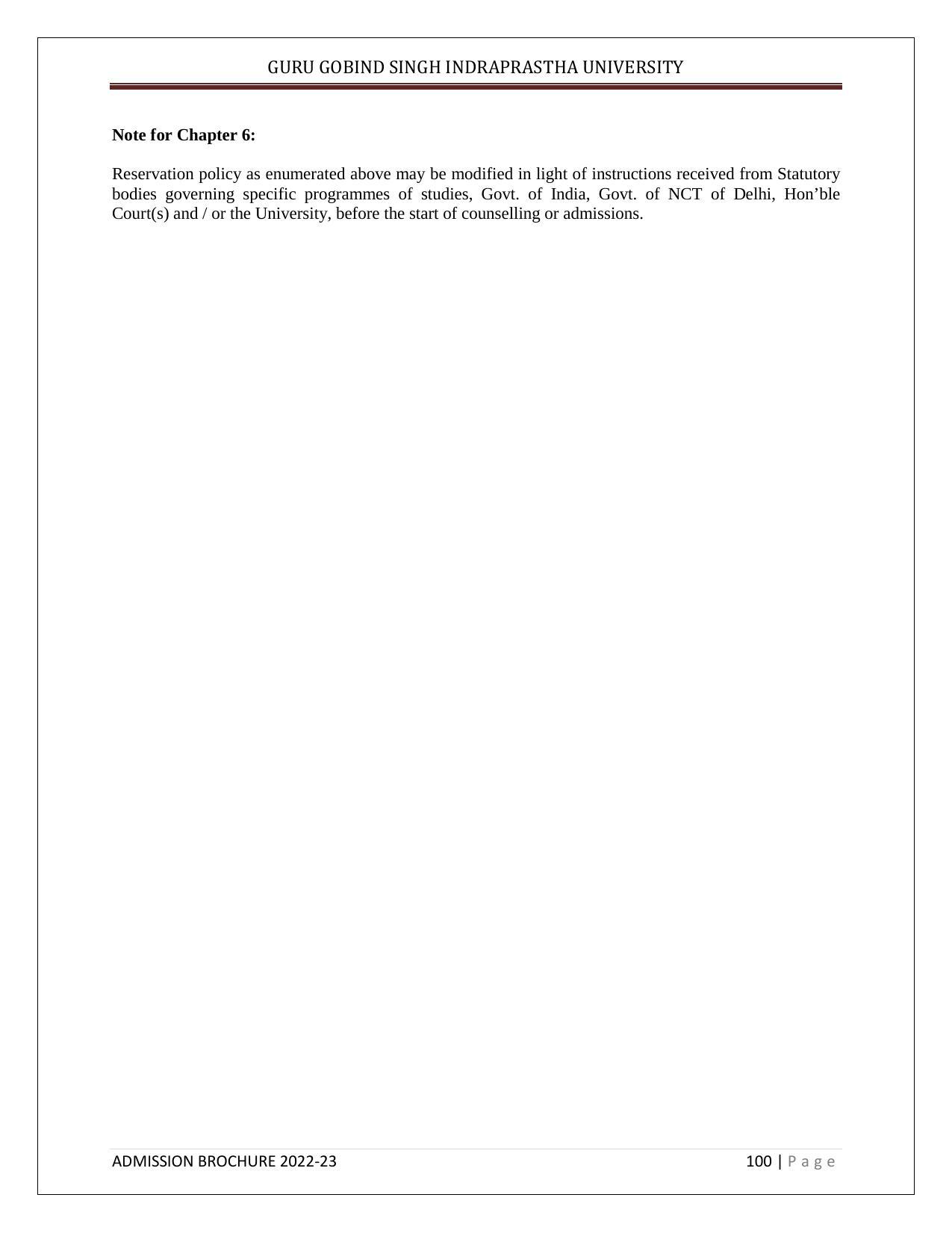 Guru Gobind Singh Indraprastha University (GGSIPU), Delhi Admission Brochure 2022-23 - Page 111
