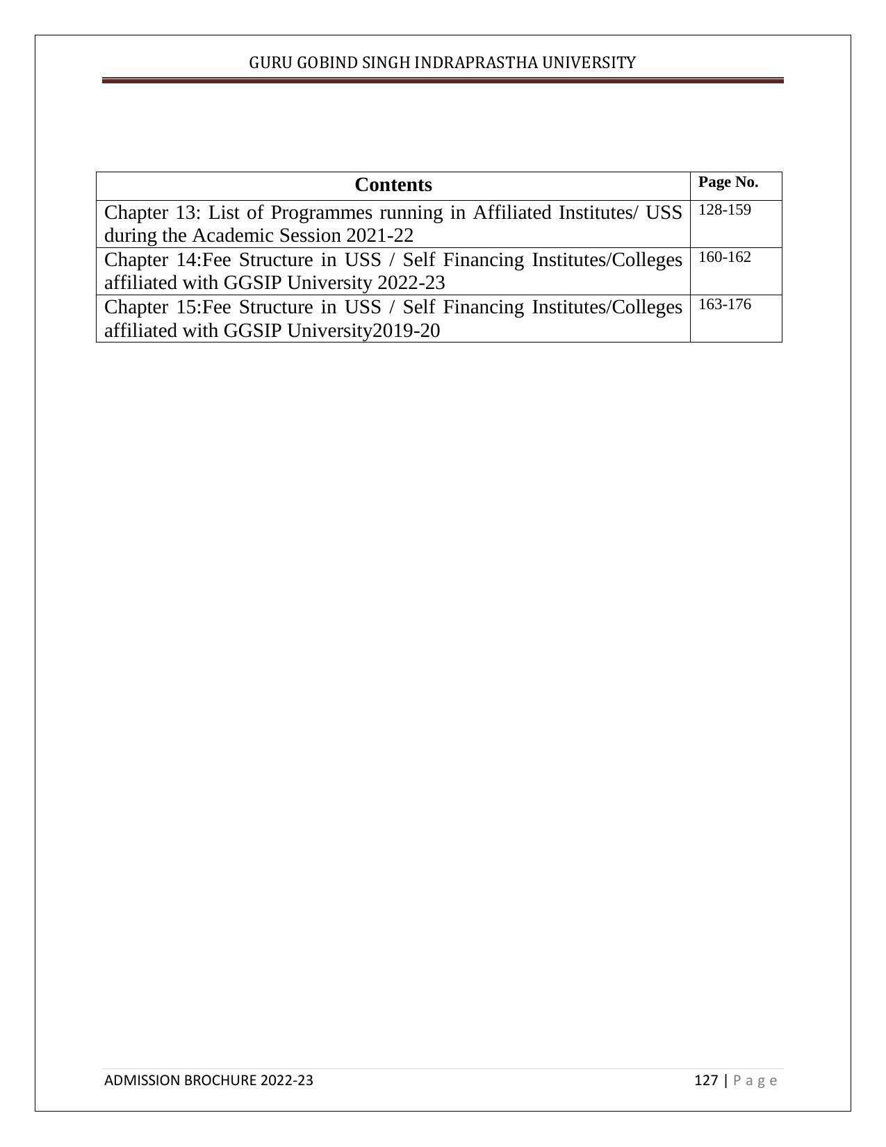 Guru Gobind Singh Indraprastha University (GGSIPU), Delhi Admission Brochure 2022-23 - Page 145