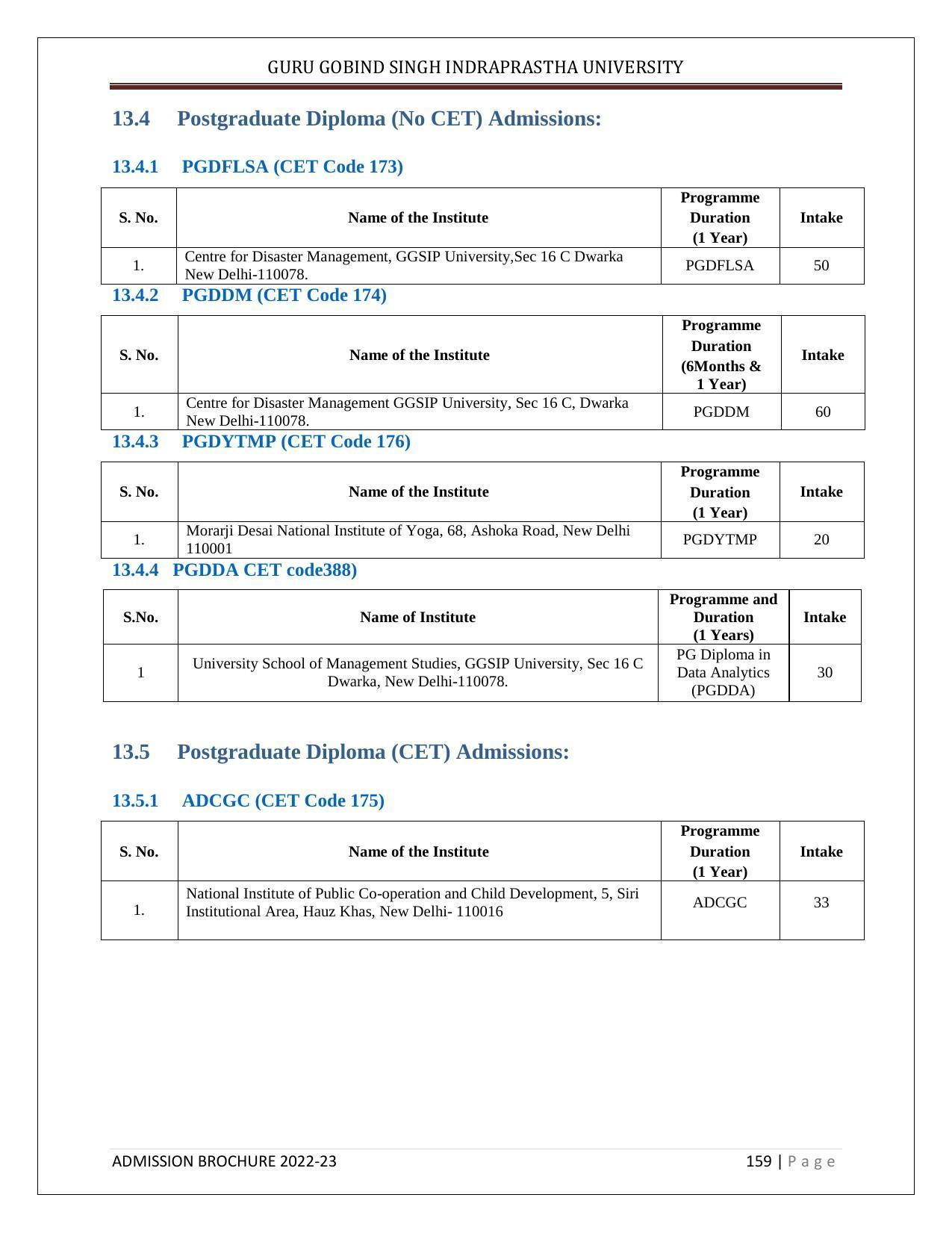 Guru Gobind Singh Indraprastha University (GGSIPU), Delhi Admission Brochure 2022-23 - Page 177