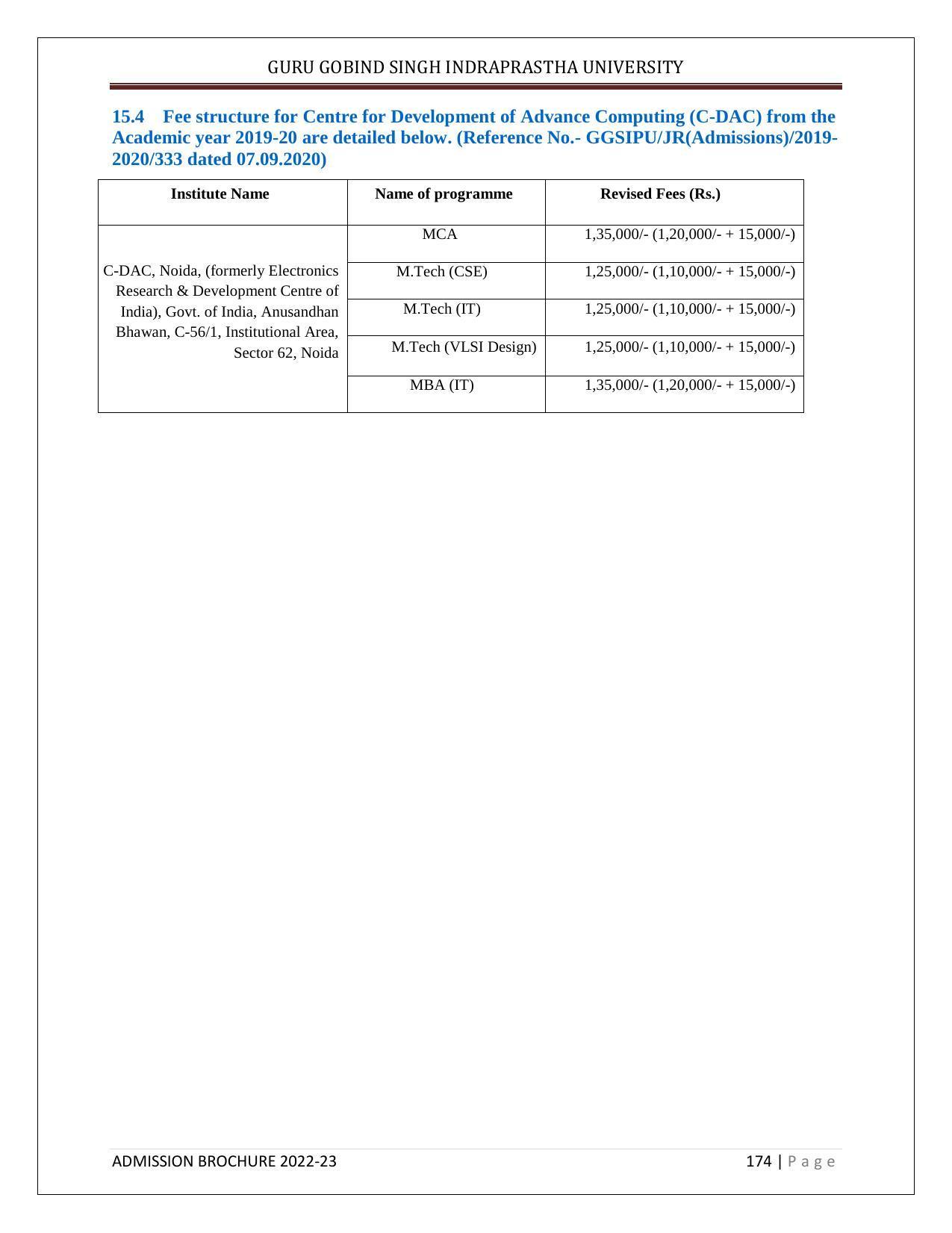Guru Gobind Singh Indraprastha University (GGSIPU), Delhi Admission Brochure 2022-23 - Page 192