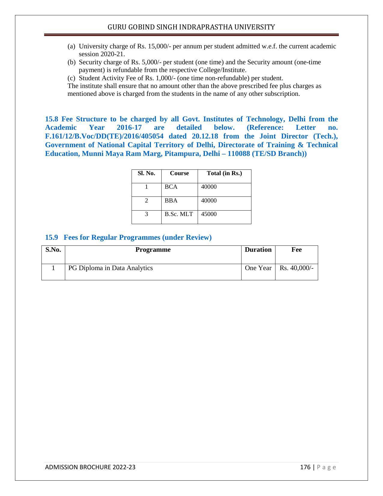 Guru Gobind Singh Indraprastha University (GGSIPU), Delhi Admission Brochure 2022-23 - Page 194