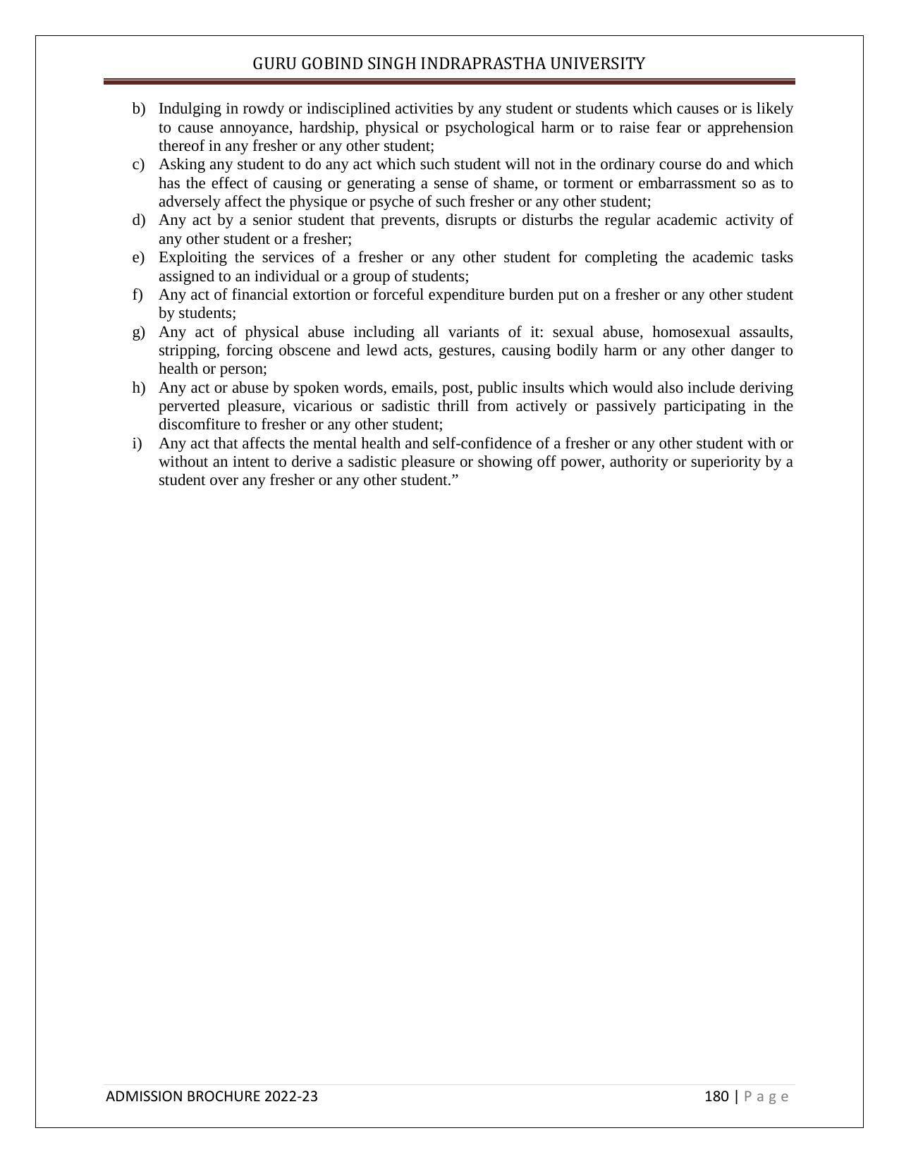 Guru Gobind Singh Indraprastha University (GGSIPU), Delhi Admission Brochure 2022-23 - Page 201