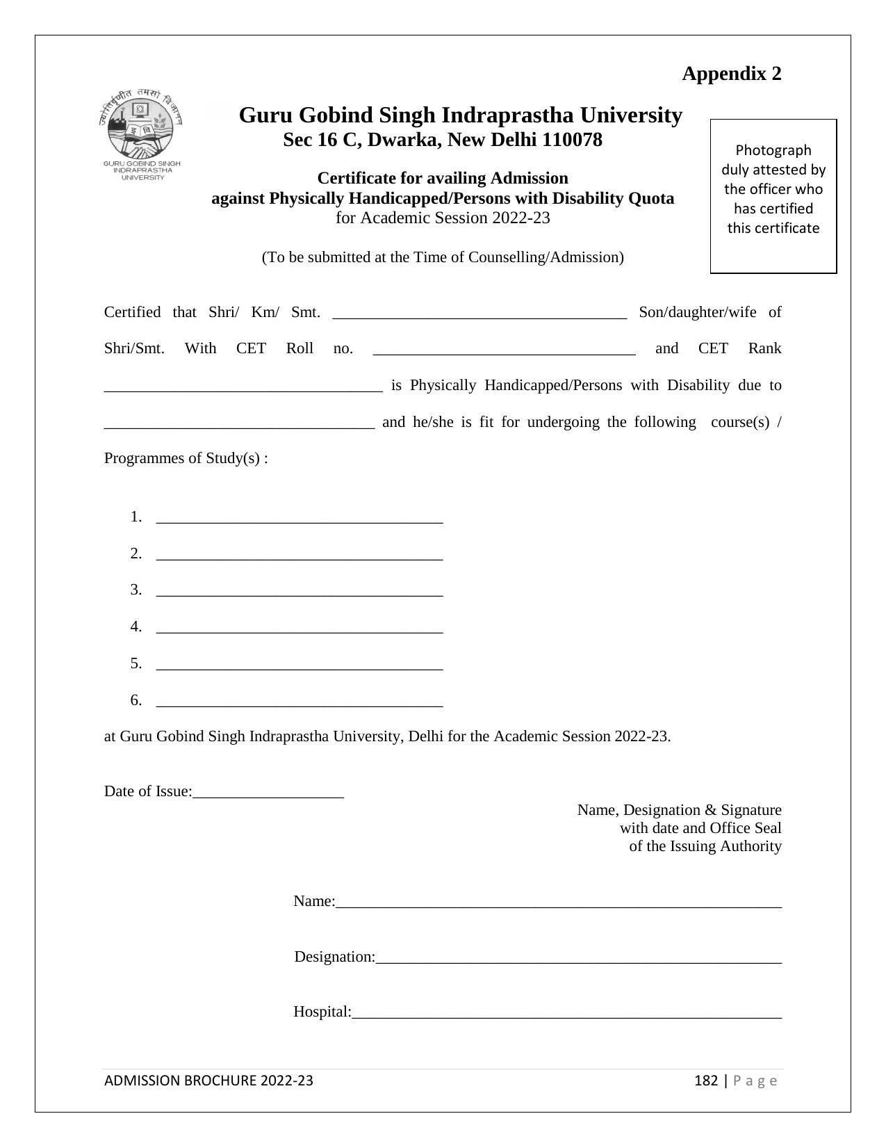 Guru Gobind Singh Indraprastha University (GGSIPU), Delhi Admission Brochure 2022-23 - Page 203