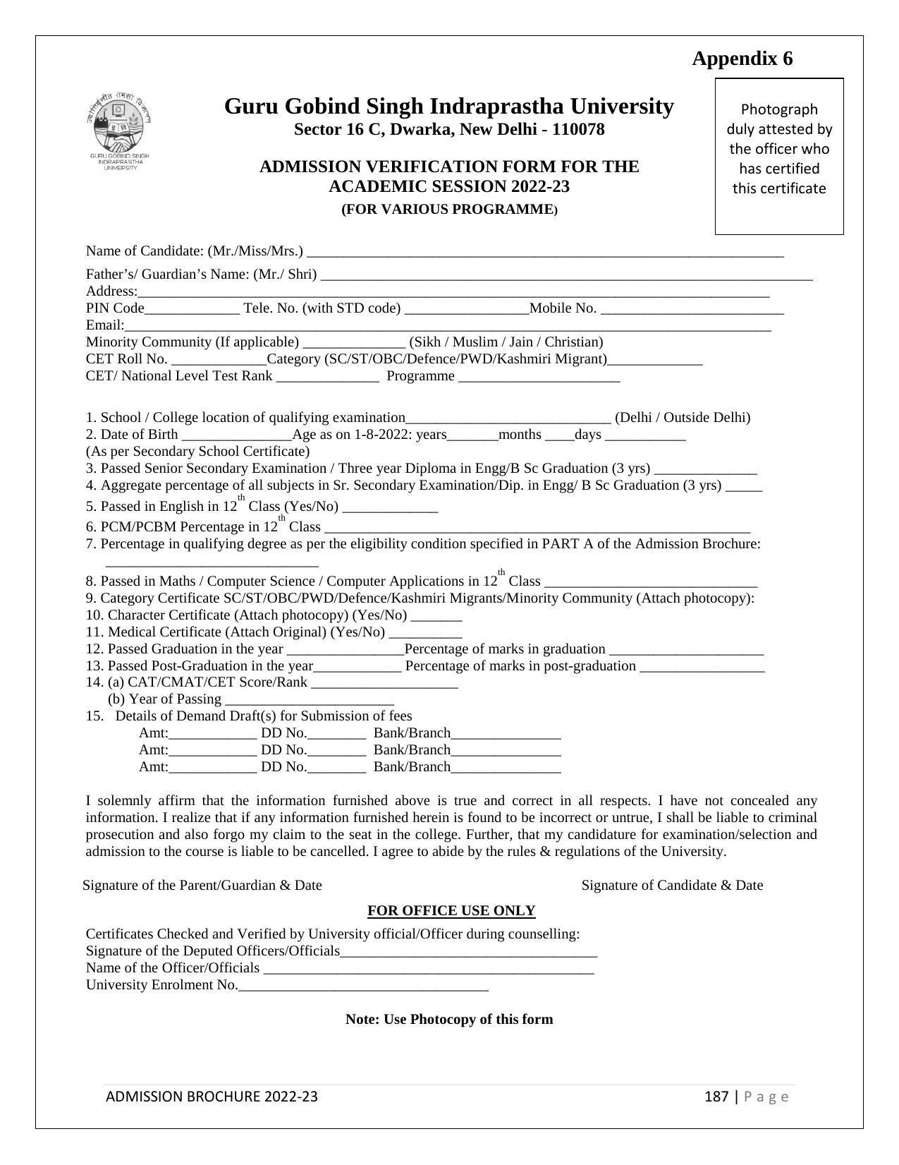 Guru Gobind Singh Indraprastha University (GGSIPU), Delhi Admission Brochure 2022-23 - Page 208