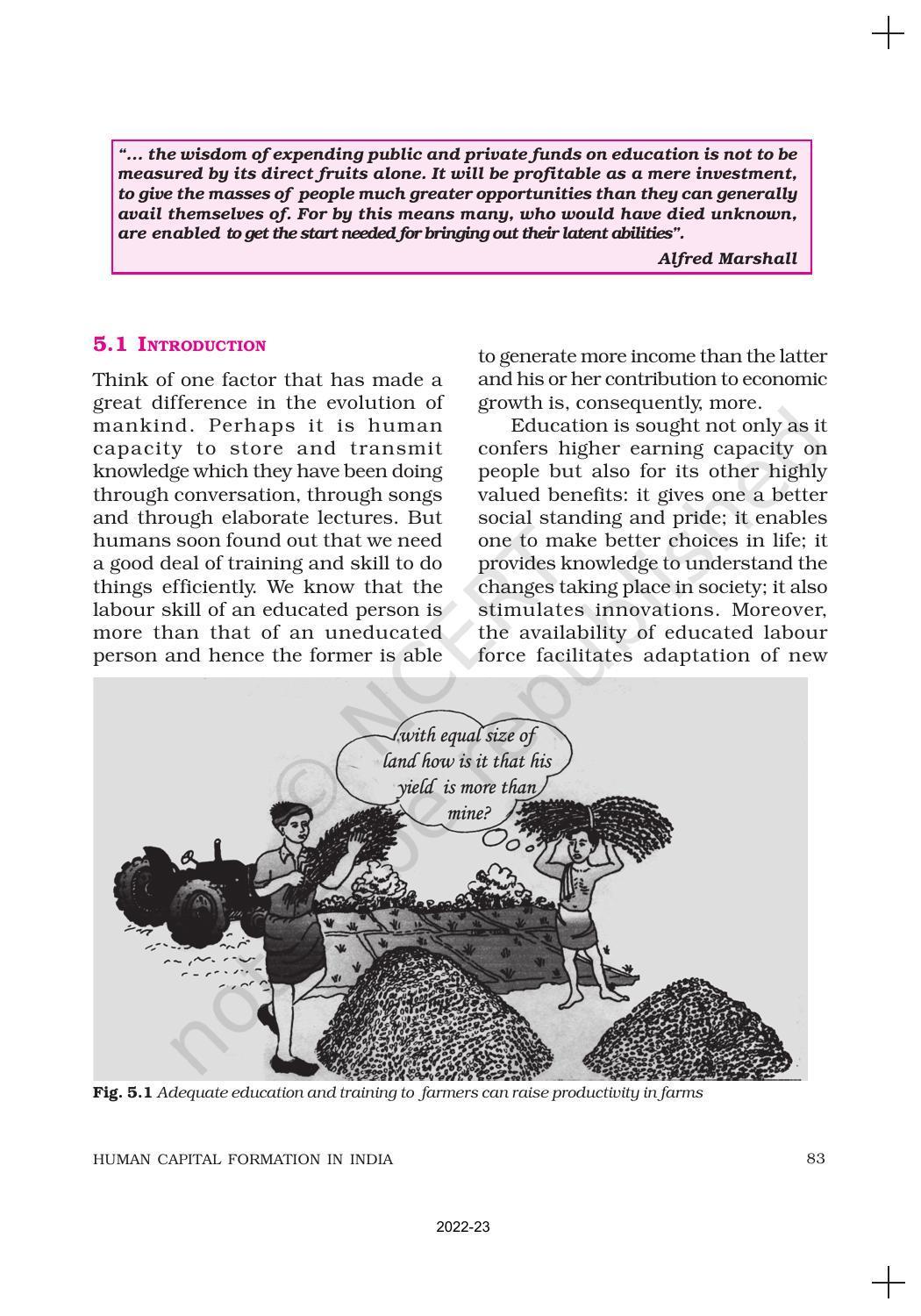 NCERT Book for Class 11 Economics (Indian Economics) Chapter 5 Human Capital Formation in India - Page 2