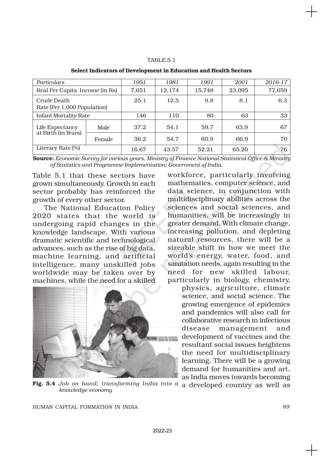 NCERT Book for Class 11 Economics (Indian Economics) Chapter 5 Human Capital Formation in India - Page 8