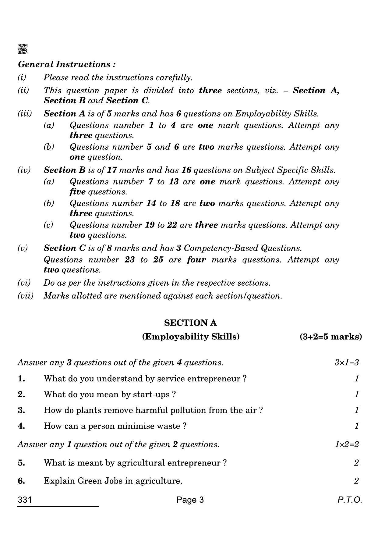 CBSE Class 12 331 Beauty And Wellness 2022 Compartment Question Paper - Page 3