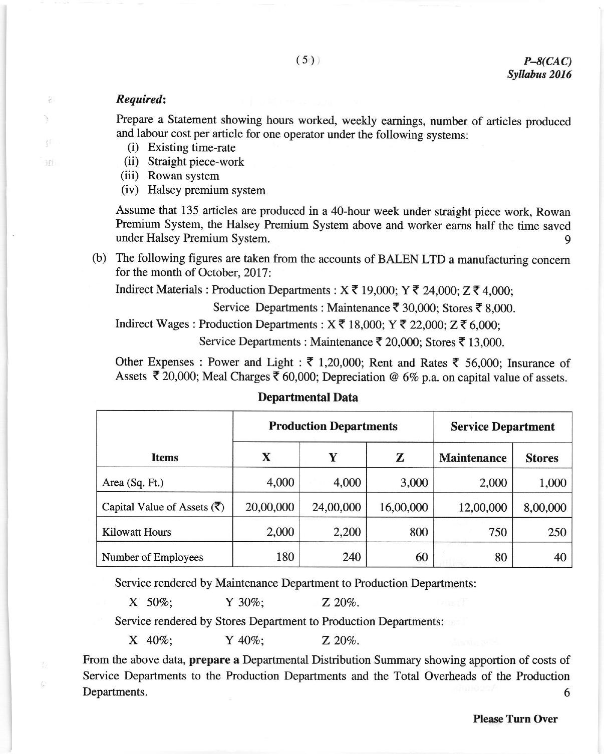 ICMAI June 2018 Cost Accounting Question Paper - Page 5