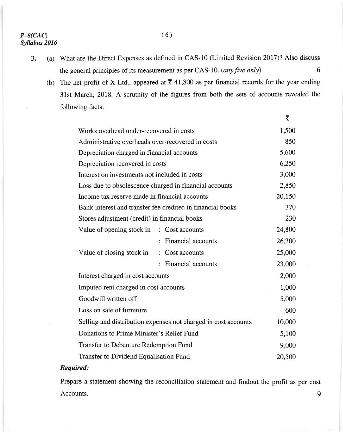 ICMAI June 2018 Cost Accounting Question Paper - Page 6