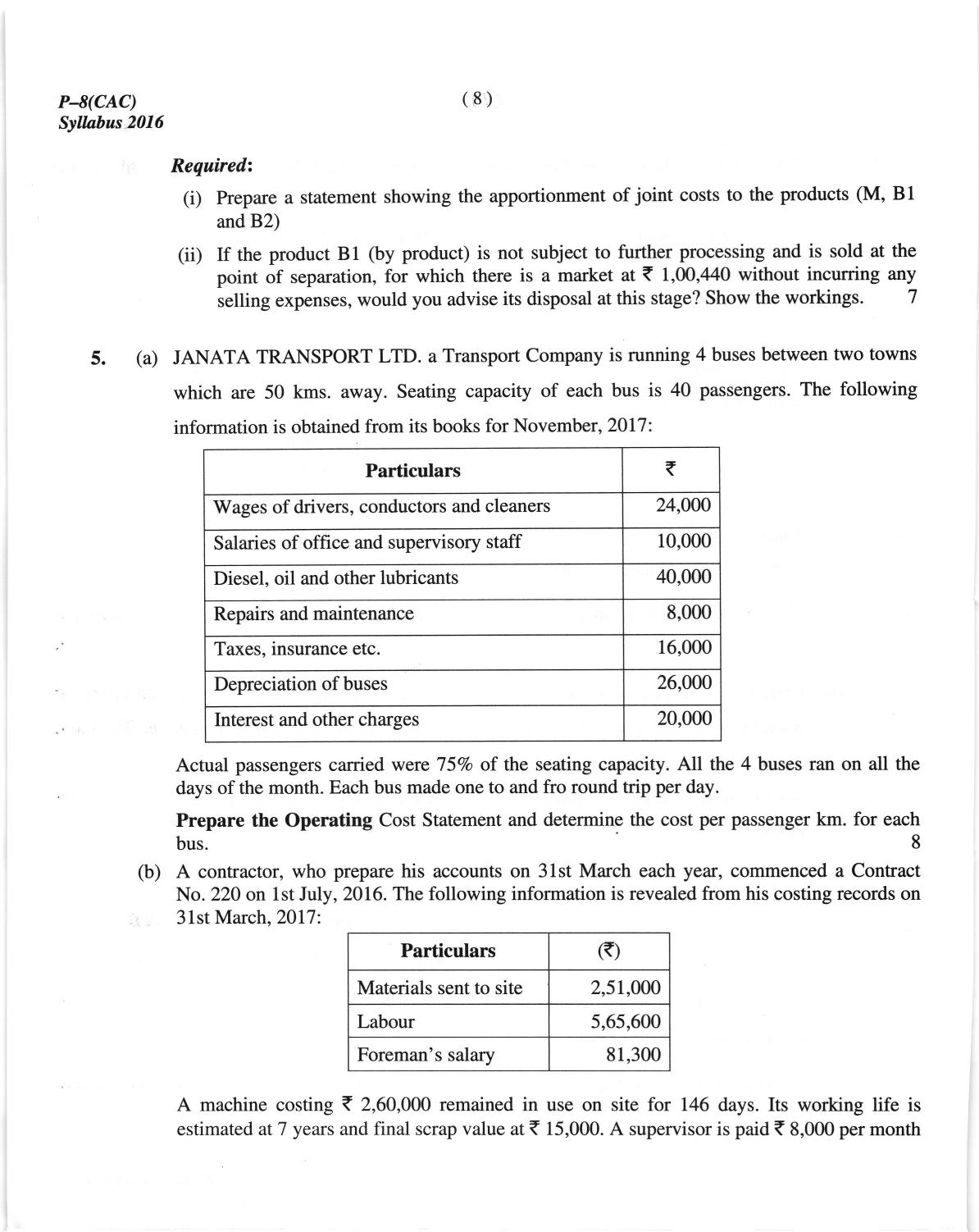 ICMAI June 2018 Cost Accounting Question Paper - Page 8
