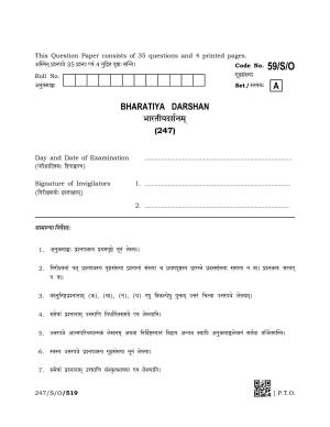 NIOS October 2019 Class 10 Bharatiya Darshan Question Paper