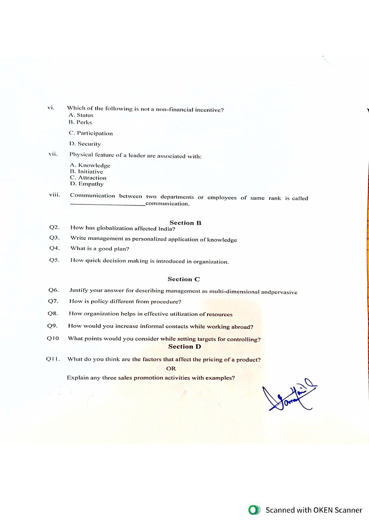 JKBOSE Class 12 Business Studies Model Question Paper - Page 2