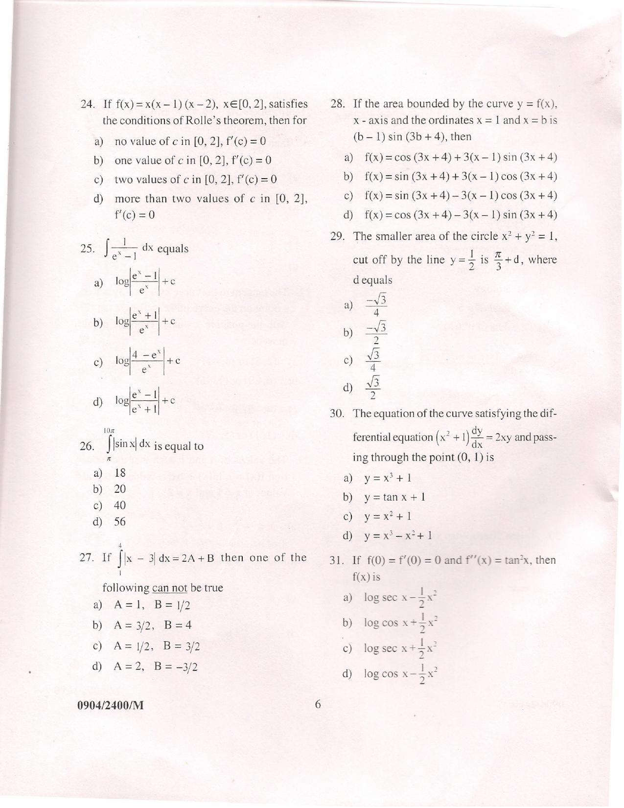 APJEE Mathematics 2009 Question Paper - Page 5