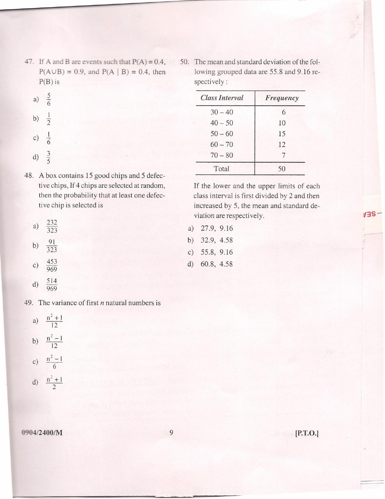 APJEE Mathematics 2009 Question Paper - Page 8