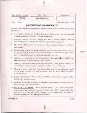 APJEE Mathematics 2009 Question Paper