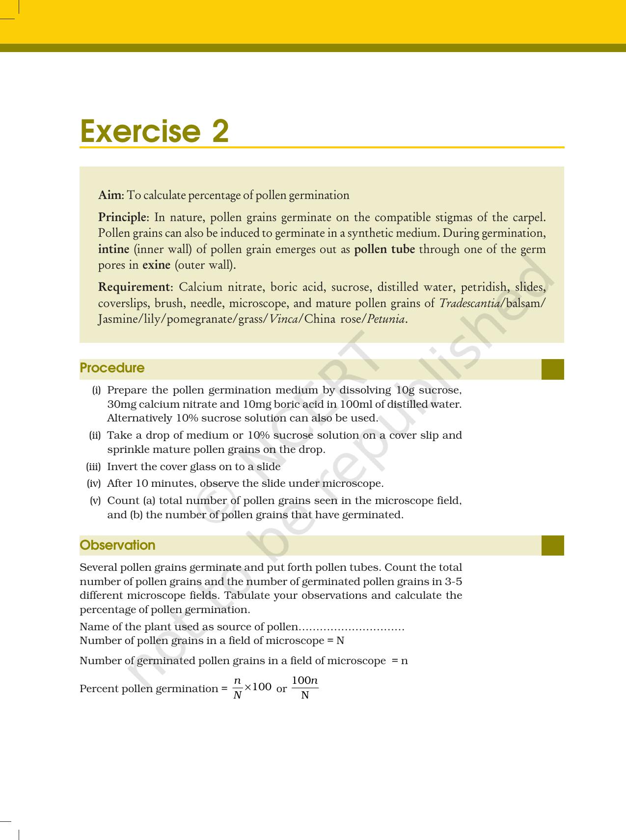 NCERT Laboratory Manuals for Class XII Biology - Exercise 2 & 3 - Page 1