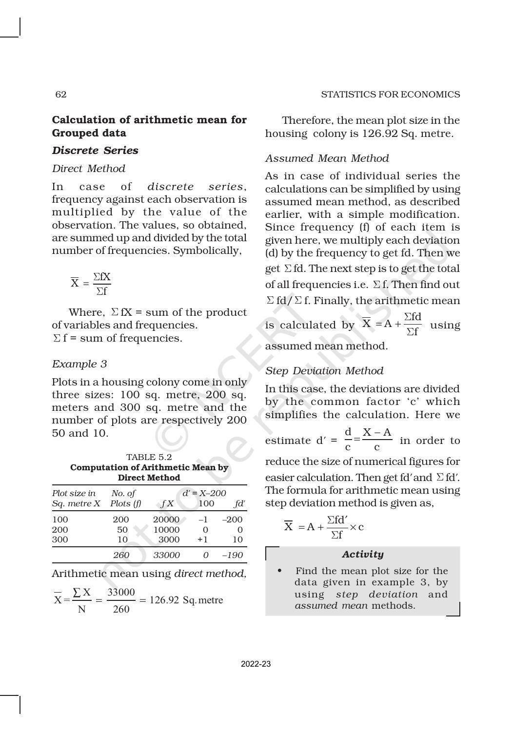 NCERT Book for Class 11 Economics (Statistic Economics) Chapter 5 Measures of Central Tendency - Page 5